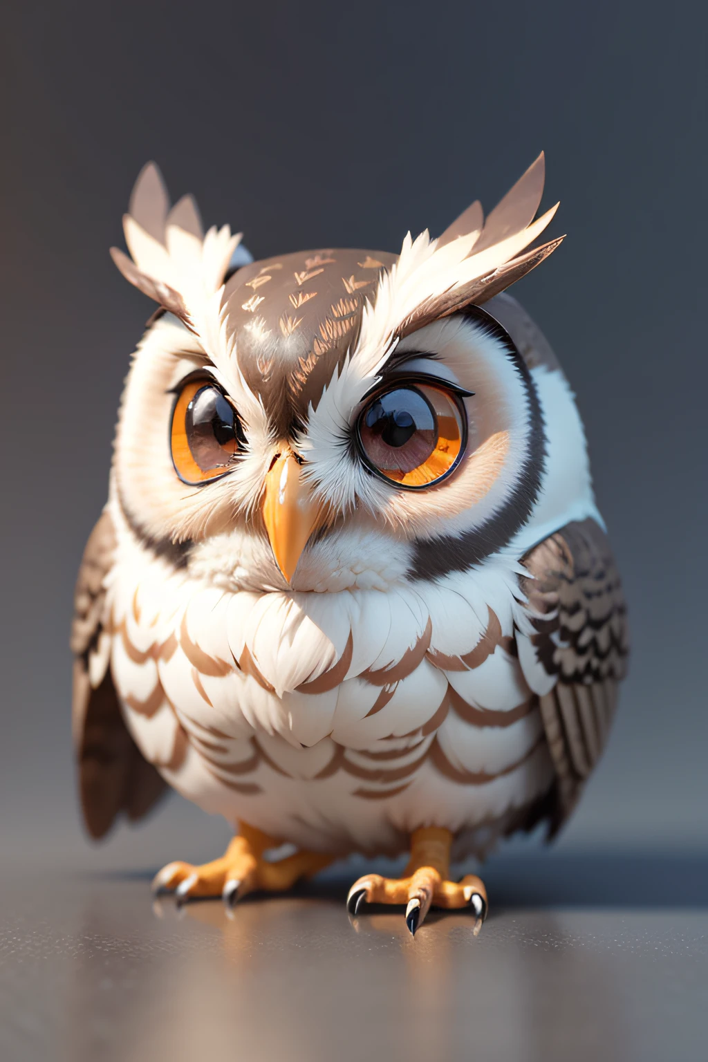 Little cute isometric owl emoji、left and right each one wing,face the front, smooth lighting、Soft pastel colors、3D Icon Clay Rendering、120mm lens、3D Blender Rendering、trending on polycount、Modular constructivism、orange background、physically-based renderingt、Align Center