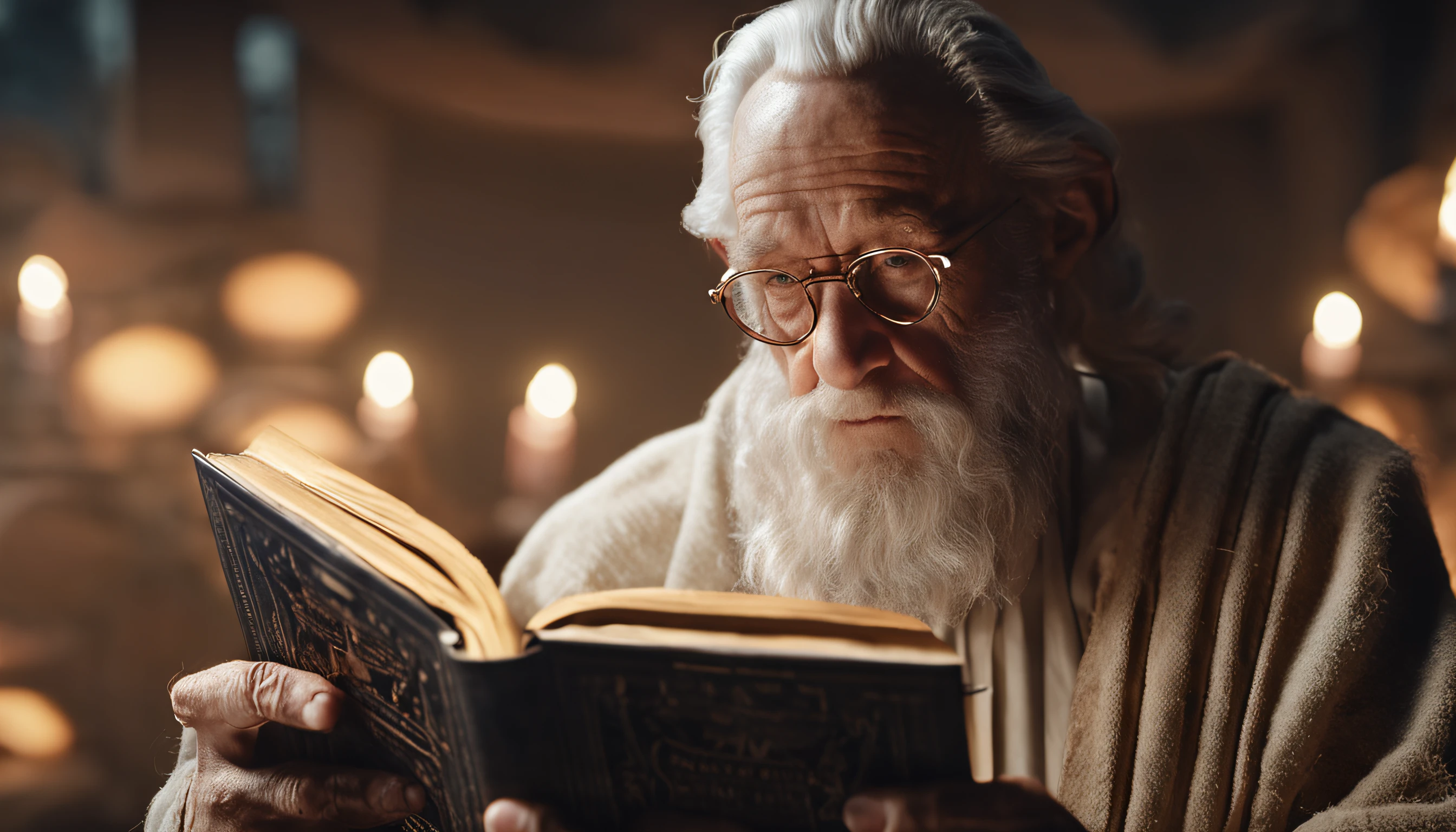 (Biblical Times) old man holding a luminous book in his hands. A frightening demon, symmetrical eyes, intricate details, Horns, portrait, full face shot, F18, extremely detailed, ultra-realistic, Cinematic lighting, 4k, UHD, 3D octane rendering (Biblical Times) depth of field, Bokeh, realism, photorealistic, hyperrealism, professional photography, 8k UHD , DSLR, HDR , master piece, best quality, grainy film, photorealistic painting, Fujifilm XT3