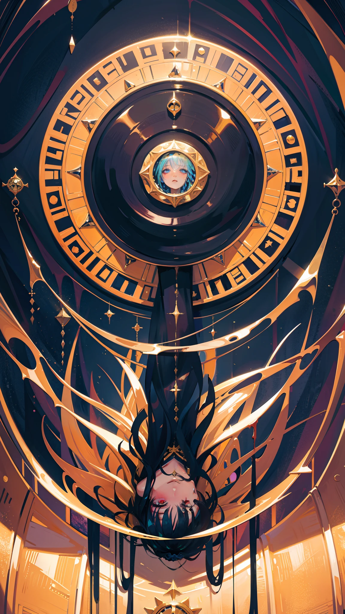 High quality. High details. 8K. Hanged woman. Melting makeup. Crackled skin. Klimt. Esoteric.