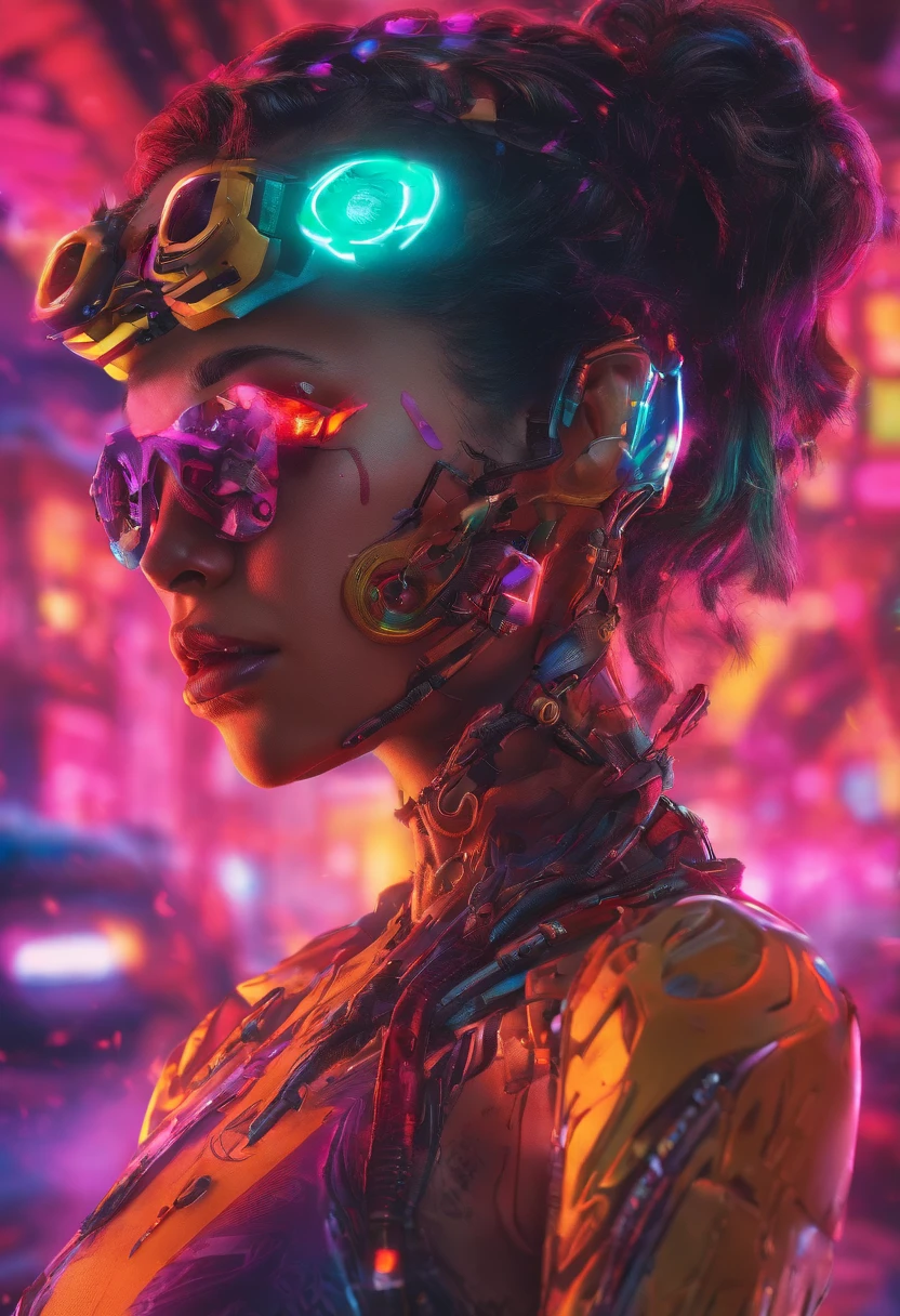 (hyper realistic photo), (altamente detalhado: 1.2), (canon EOS R6 melhor qualidade: 1.2), (8k: 1.0), (emb-rrf-baixo: 1.0), (lots of large black tattoos on open cybernetic head in the middle showing the inside, Rosto detalhado, Hyper detailed eyes and wearing high-tech sunglasses with holographic display 1.2), foco nítido (foto premiada: 1.2), (subsurface scatter: 1.2), (subsurface scatter: 1.2). 1.1) (um belo ciborgue ultra-detalhado: 1.2), ( cabelos hiperdetalhados: 1.2), (corpo maravilhoso: 1.2), (corpo inteiro: 1.2), (Dynamic Stance :1.2), brilho neon, (Detailed cybernetic eyes:1.1), Close-up (hiper-realista:1.2), RPG, estilo cyberpunk 2077, dramatic lighting, (Paisagem urbana futurista altamente detalhada:1.2), (scientific fiction: 1.2). 1.2), fotografia de retrato profissional, por wlop greg rutkowski, jeffrey simpson, alphonse mucha