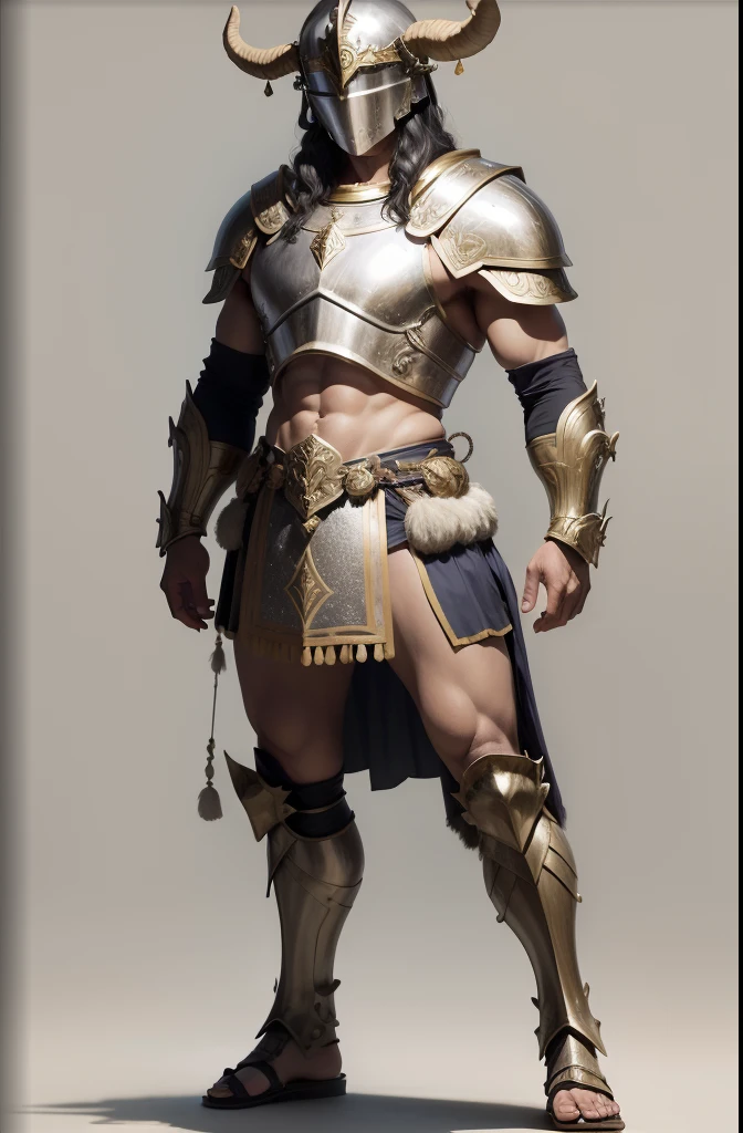 Make full-body image of Crios with Roman silver armor and helmet with ram's horns | Titans Roman mythology, Roman Titans, Mitologia romana