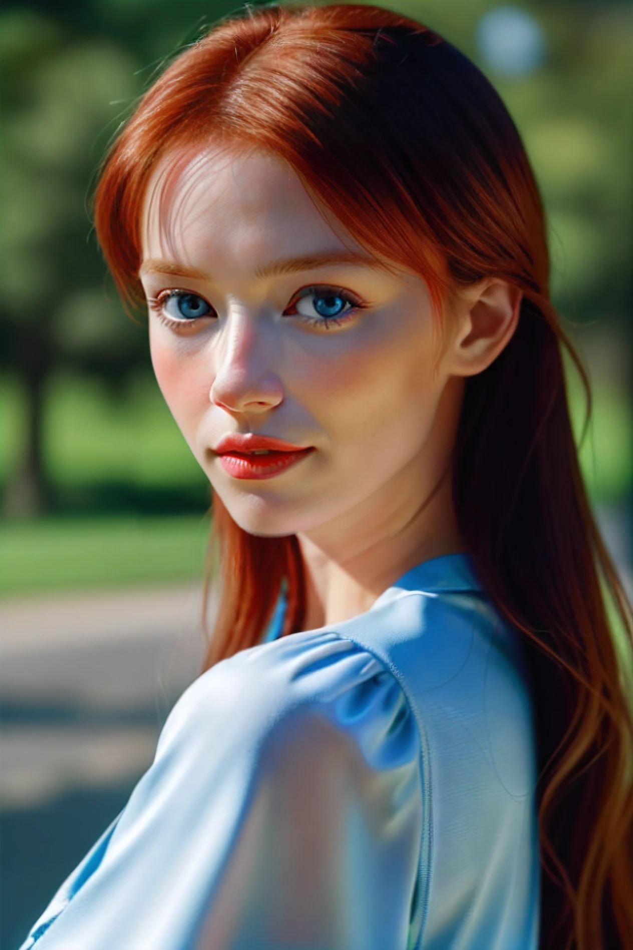 https://i2.wp.com/digital-photography-school.com/wp-content/uploads/2018/09/best-camera-setting-for-portraits-using-natural-light.jpg?w=1500&ssl=1 (melhor qualidade,4k,8k,Altas,master part:1.2,ISO 100, F / 1.4,100 millimeters,1/200,Godox AD600 Pro)portrait,a beautiful girl, blue eyes, delicate hands, red hair, big breasts, a delicate and detailed face, expressing happiness.