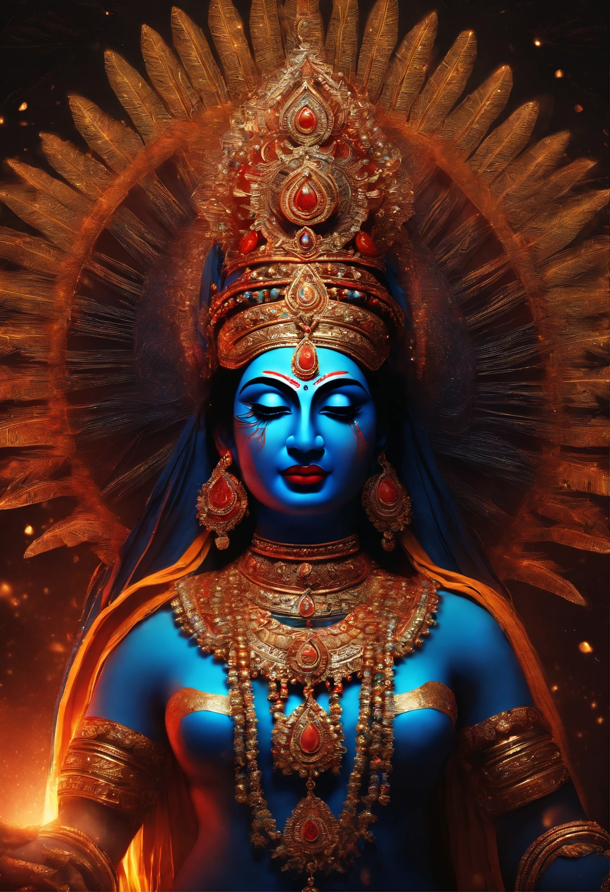 deusa Kali hindu, deusa hindu kali, assustador, Pesadelo, cores muito brilhantes, light particles, com luz brilhante, Mshiff, Arte do papel de parede, Papel de parede UHD