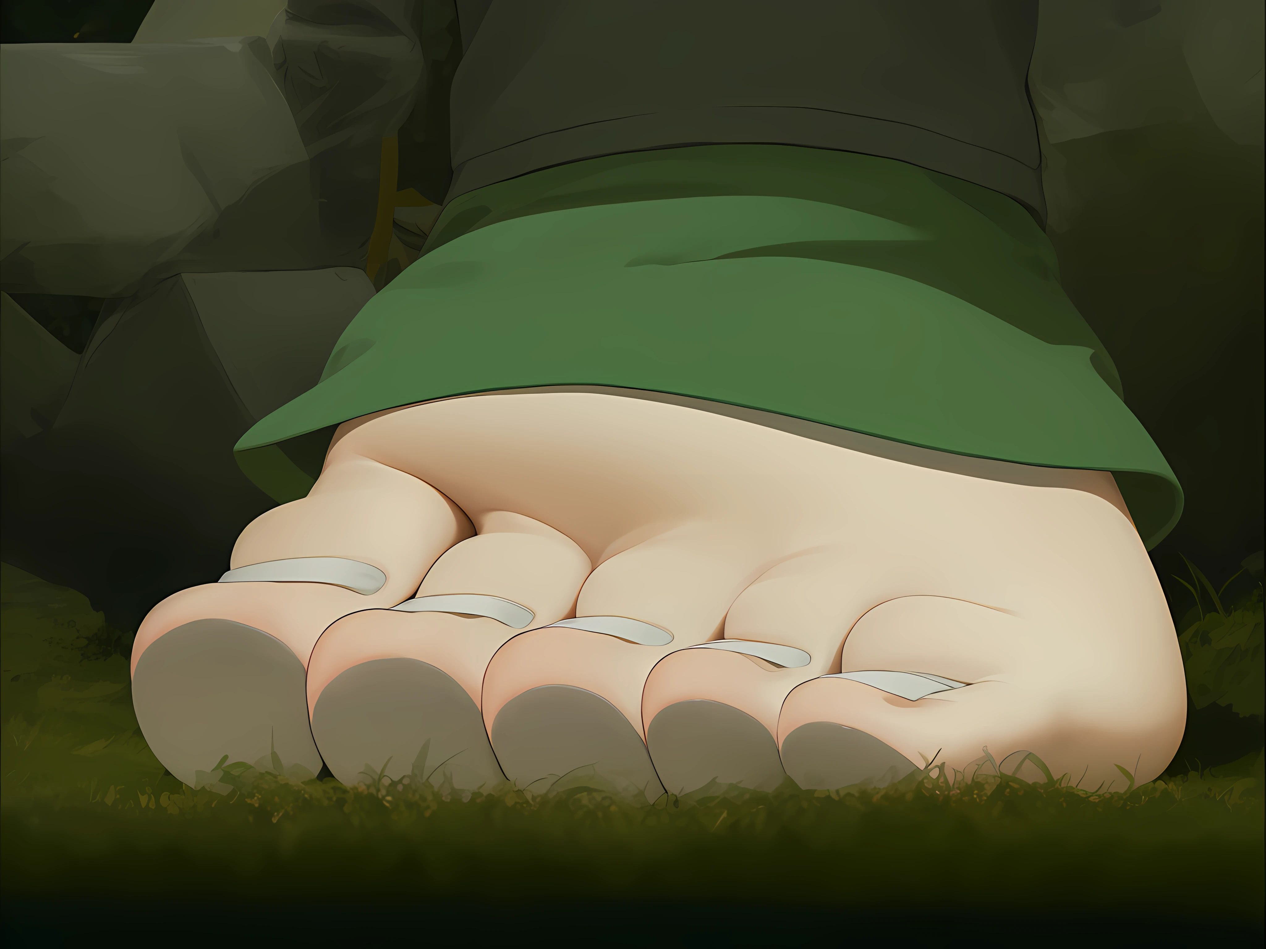 (best quality:1.2, high resolution, ultra-detalhado), Just the left foot of a -yeld giwith big feet.