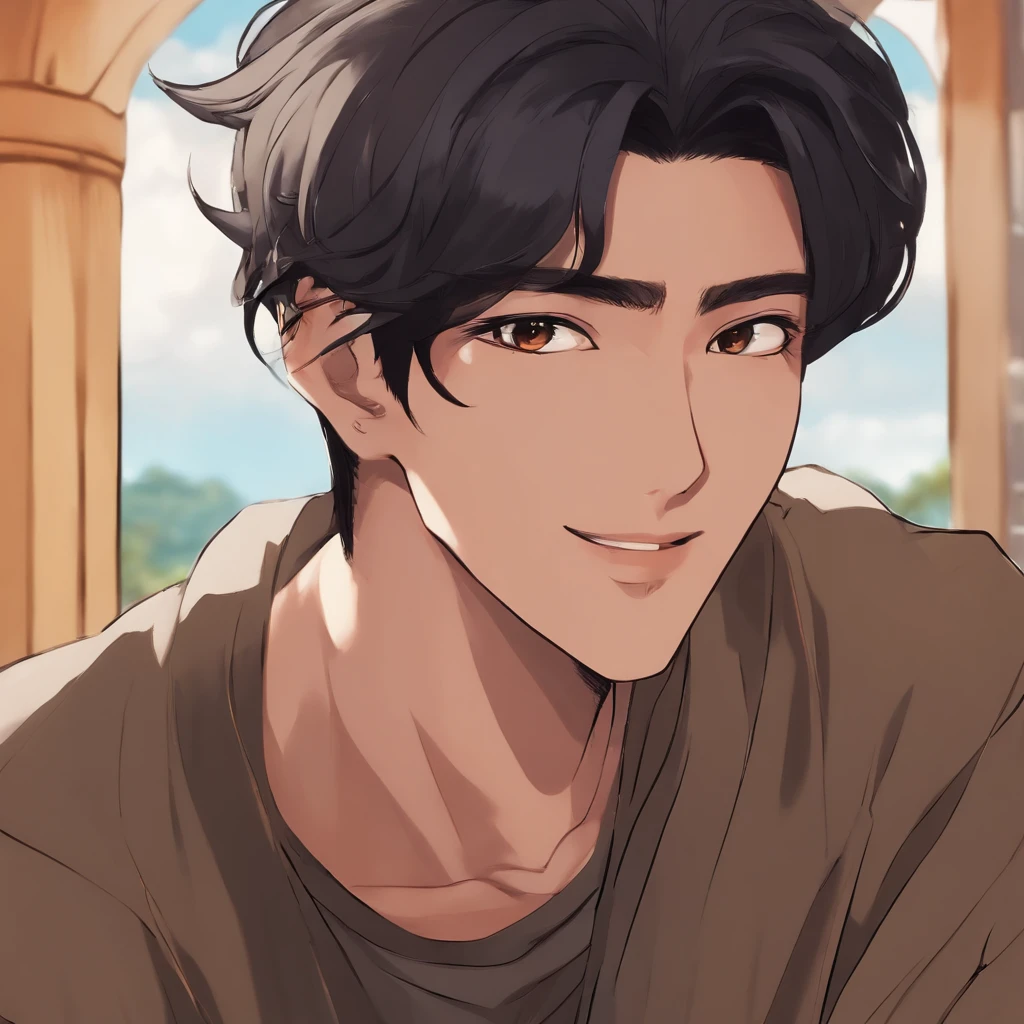 ５Male in his 0s　asian human　１A smile　BigEyes９0s Style Anime Retro