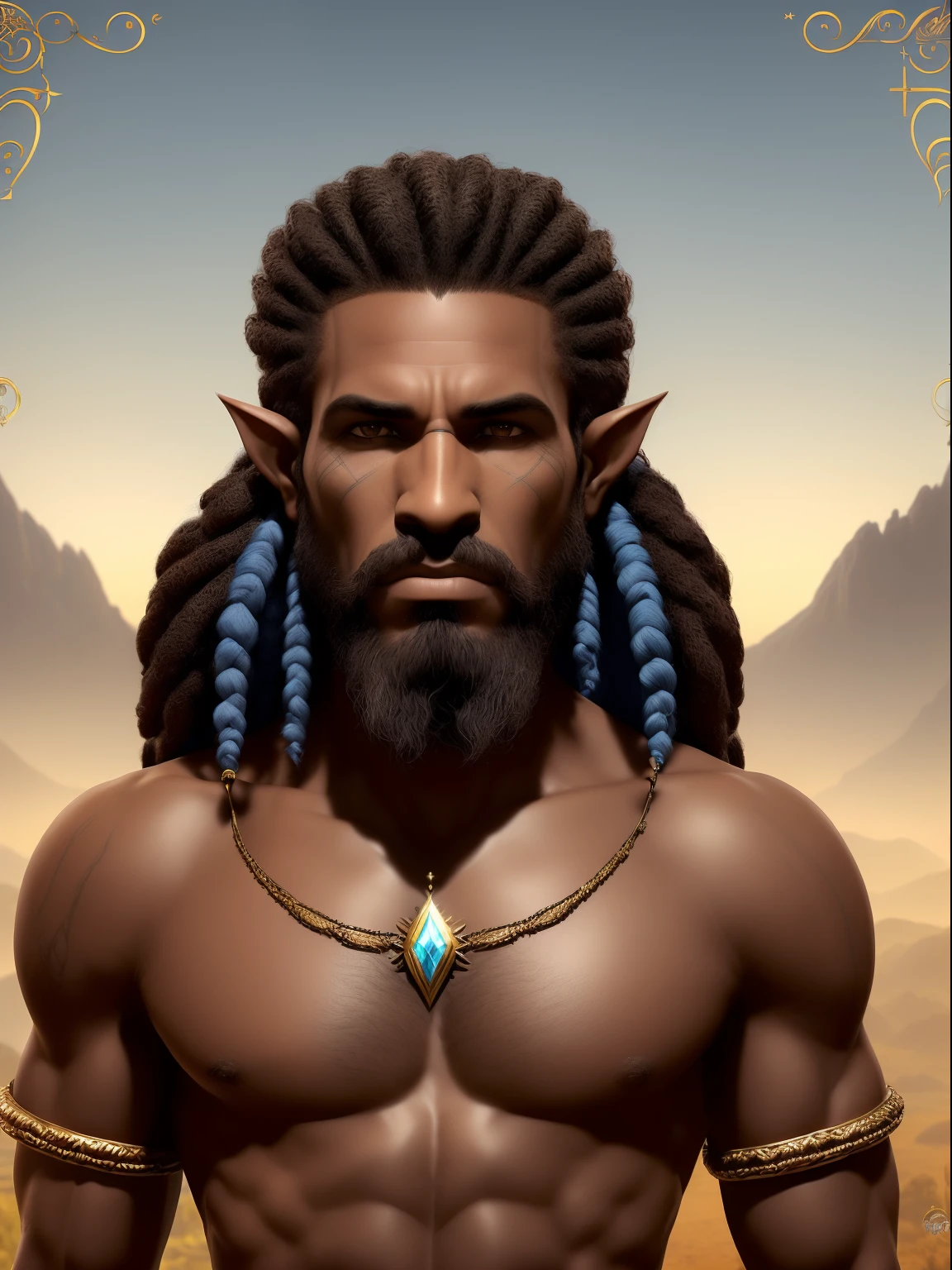 homem Reis negros em correntes de ouro de cabelo afro cabelo caindo para frente, Rasta type but braided with blue hair and , Personagem de
((Estilo Art Vista de Corpo Inteiro, plano completo, vista frontal, Vista lateral, vista traseira, de personagem, Multiple views and poses, various points of view, um personagem, corpo inteiro, personagem com menos, estilo de roupa, no mesmo Estilo de cabelo, less Type of footwear, forte )):: ((whole body view, plano completo, vista frontal, vista traseira, design de personagem, Multiple views and poses, castelo corpo inteiro, Multiple views and poses. various points of view. Fantasia hiperdetalhada, retrato masculino da fantasia, retrato masculino do deus svarog, portrait of an elven warrior, retrato de fantasia fosco detalhado, retrato de arte conceito de fantasia, retrato do personagem da fantasia, cinematic bust portrait, Retrato druida, 3 d ape shaman profile portrait, Djinn human hybrid, Retr