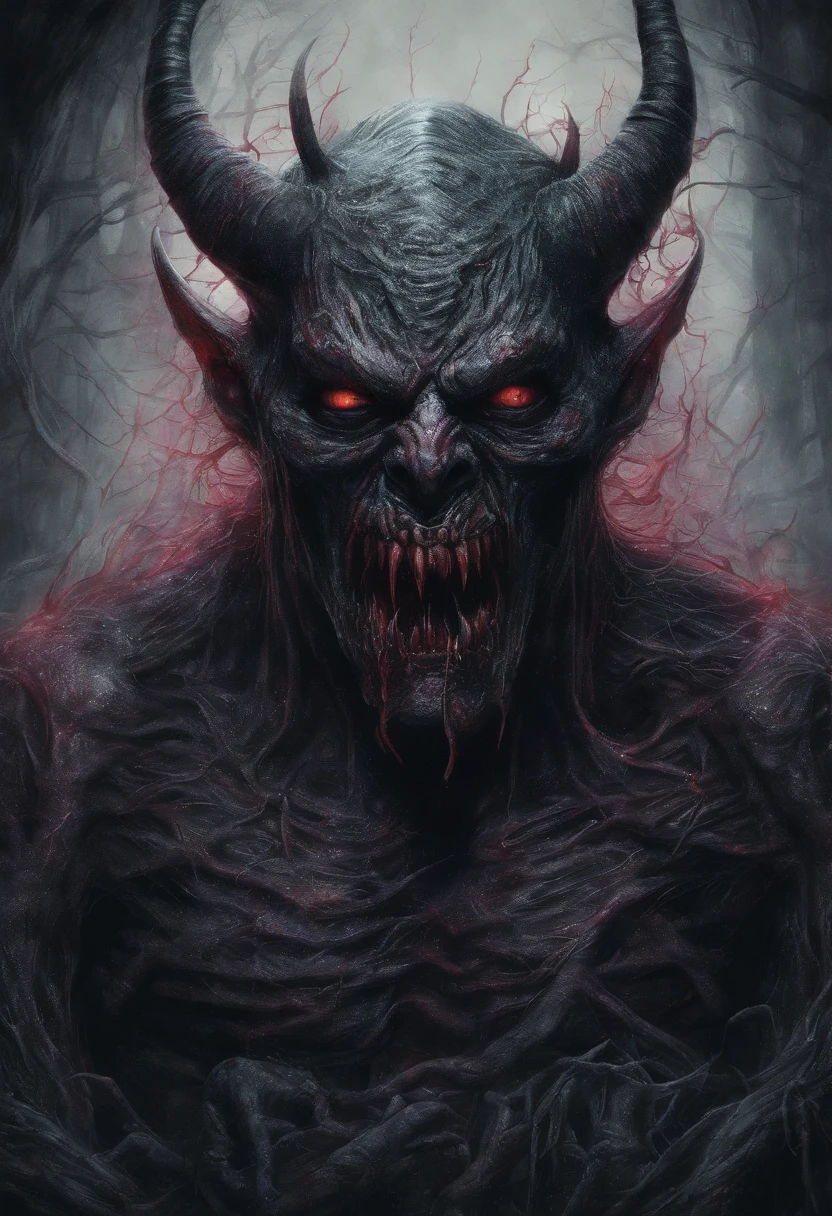 Colorful Demon, Hyper-realistic, artistic, There's cuteness in fear,neons