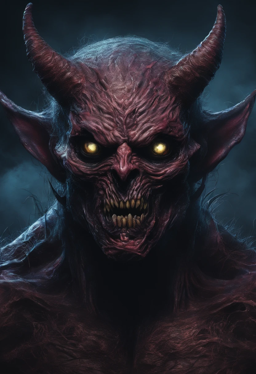 Colorful Demon, Hyper-realistic, artistic, There's cuteness in fear,neons
