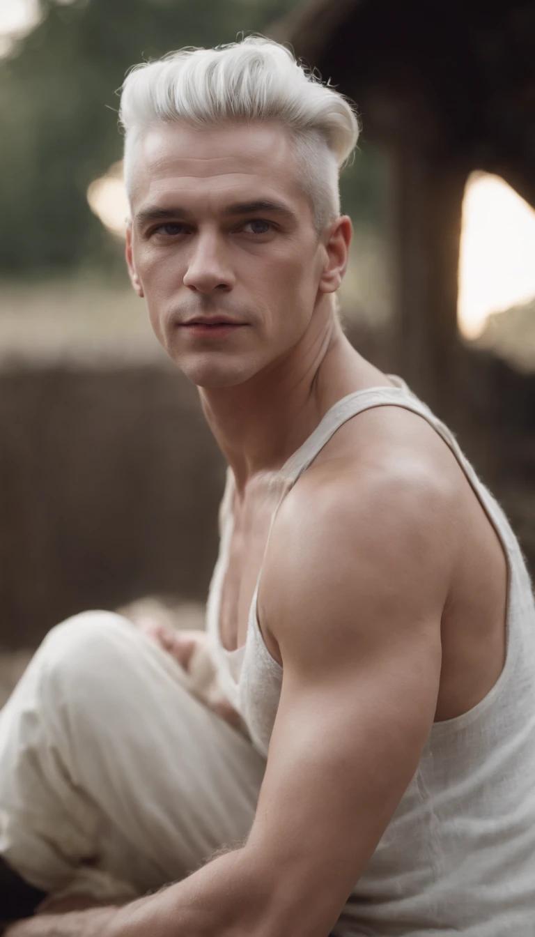 Rammstein、Rock singer、heavy-metal、German Men、dark、angst、twinks、Wild、white  hair、heavy-metal、draconian、drooing eyes、well-muscled、25 years old