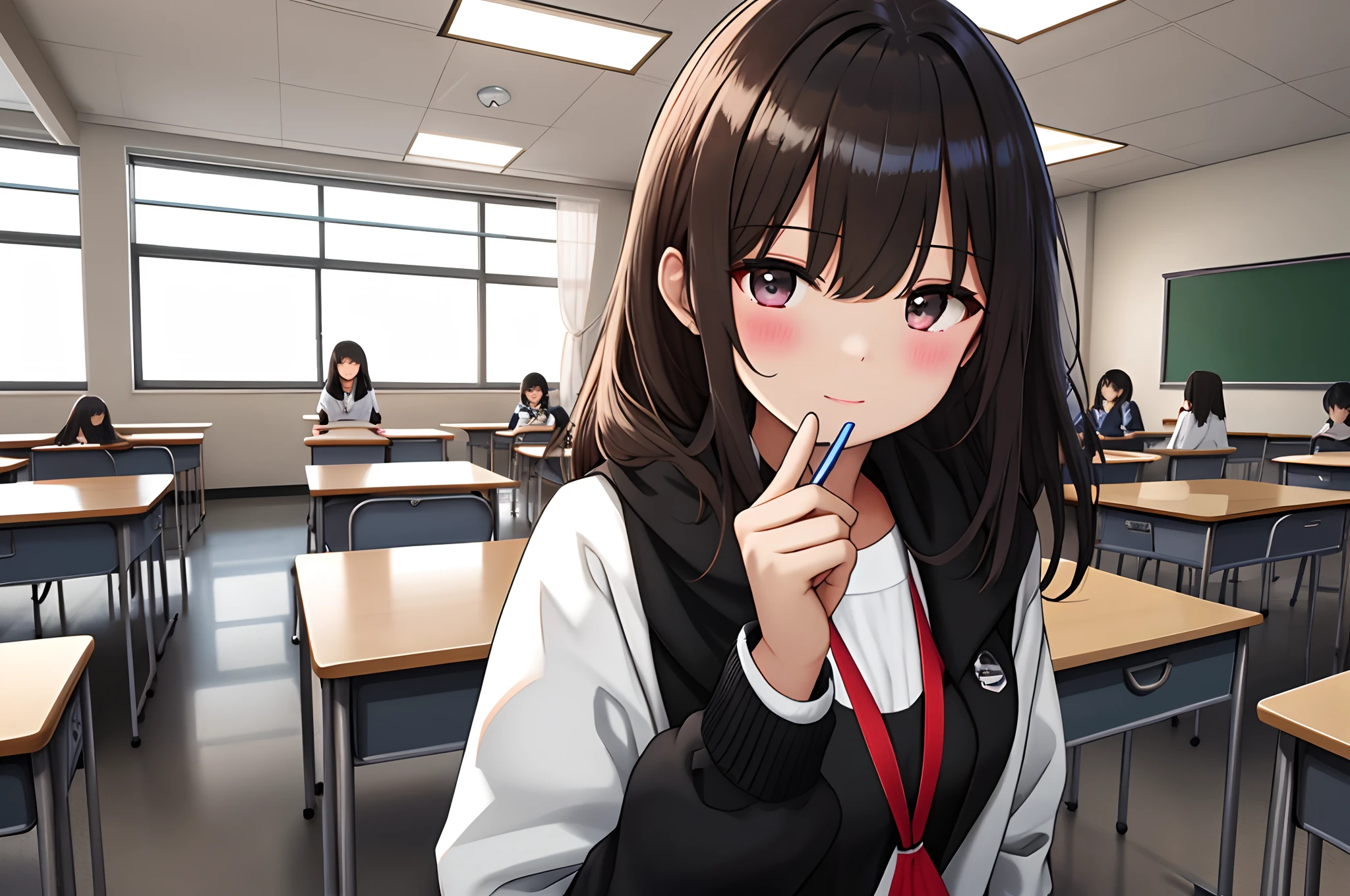1girl,masterpiece、top-quality、The ultra -The high-definition、10 high school students,Classroom、Near future、classmate、Desportivo、Class Committee Members
