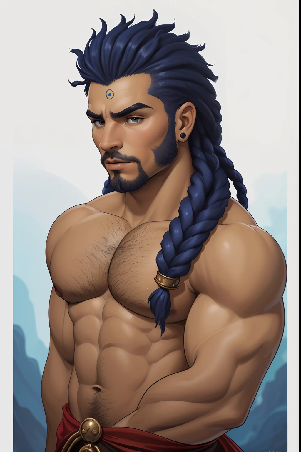 human hybridthe man, Reis negros em correntes de ouro de cabelo afro cabelo caindo para frente, Rasta type but braided with blue hair and , Personagem de ((Estilo Art Vista de Corpo Inteiro, plano completo, vista frontal, Vista lateral, vista traseira, de personagem, Multiple views and poses, various points of view, um personagem, corpo inteiro, personagem com menos, estilo de roupa, no mesmo Estilo de cabelo, less Type of footwear, forte )):: ((whole body view, plano completo, vista frontal, vista traseira, design de personagem, Multiple views and poses, castelo corpo inteiro, Multiple views and poses. various points of view. Fantasia hiperdetalhada, retrato masculino da fantasia, retrato masculino do deus svarog, Retrato de um guerreiro fantasia fosco detalhado, retrato de arte conceito de fantasia, retrato do personagem da fantasia, cinematic bust portrait, Retrato , 8k shaman profile portrait,