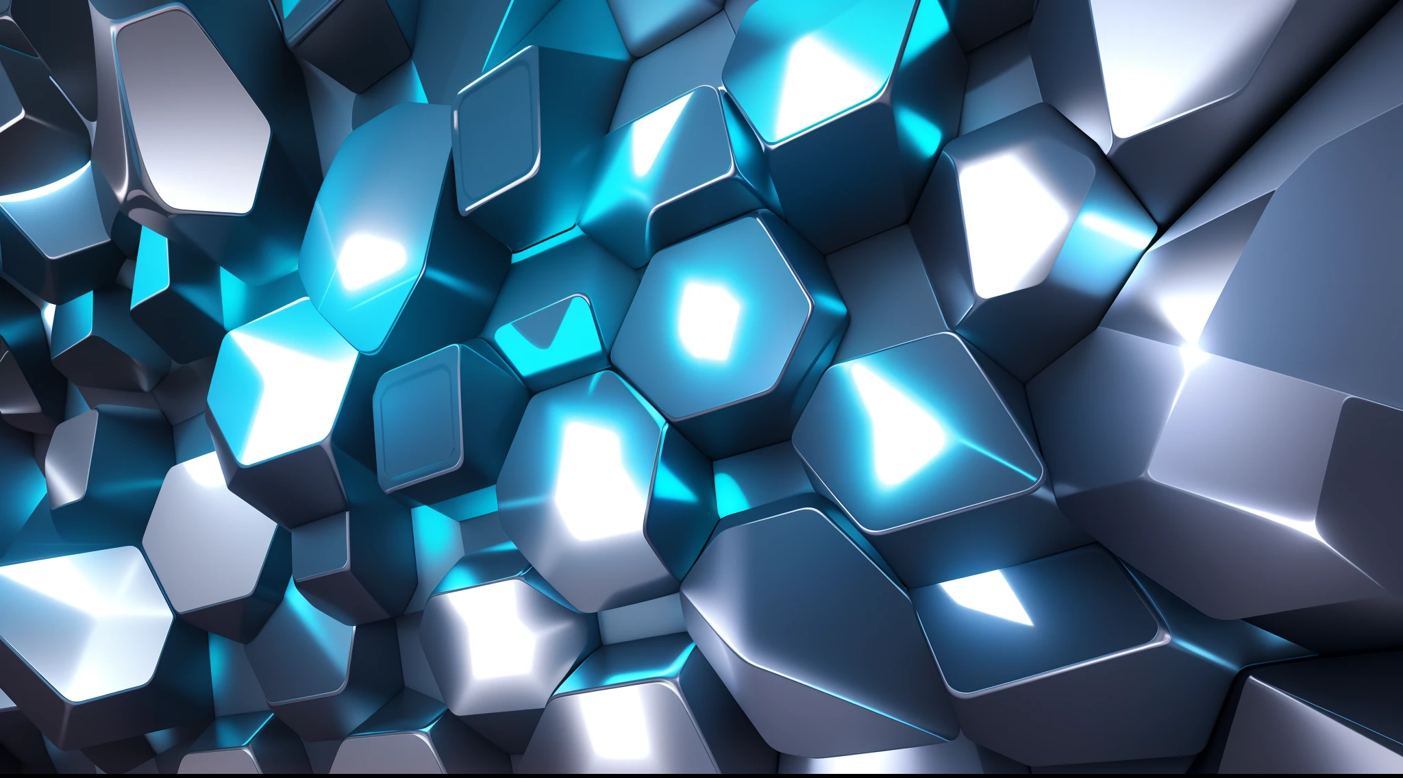 Hexagonal abstract metal background with light