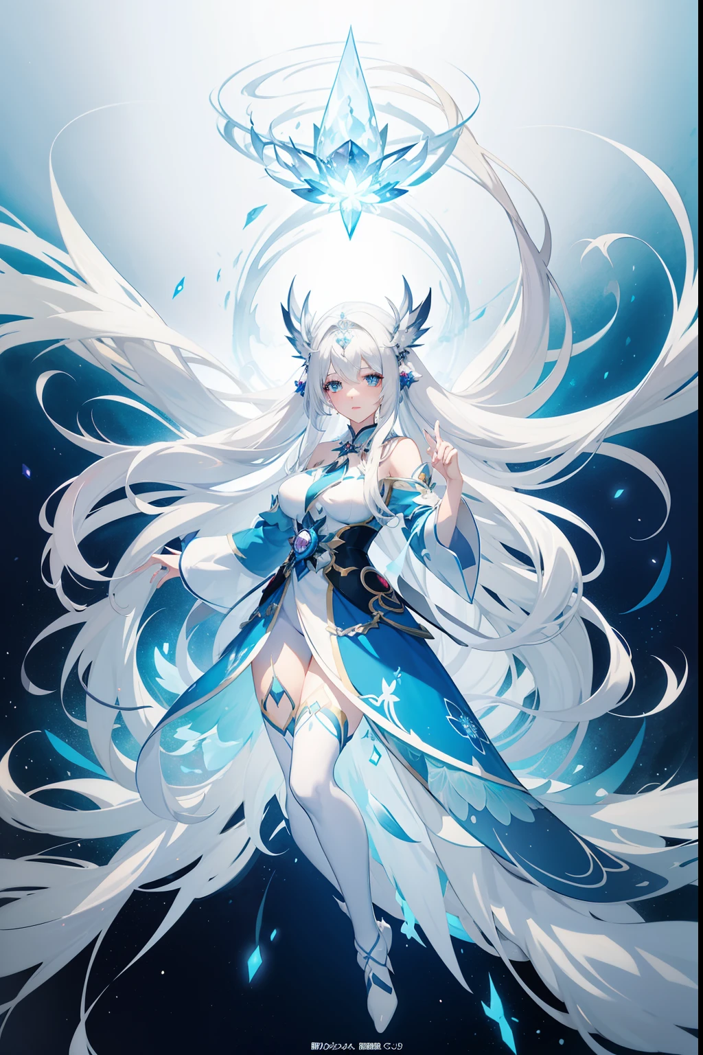 1 plump girl, Full body standing painting, 独奏, fox ear, fox tails, Gorgeous white dress, Ali, Tanuki League of Legends,