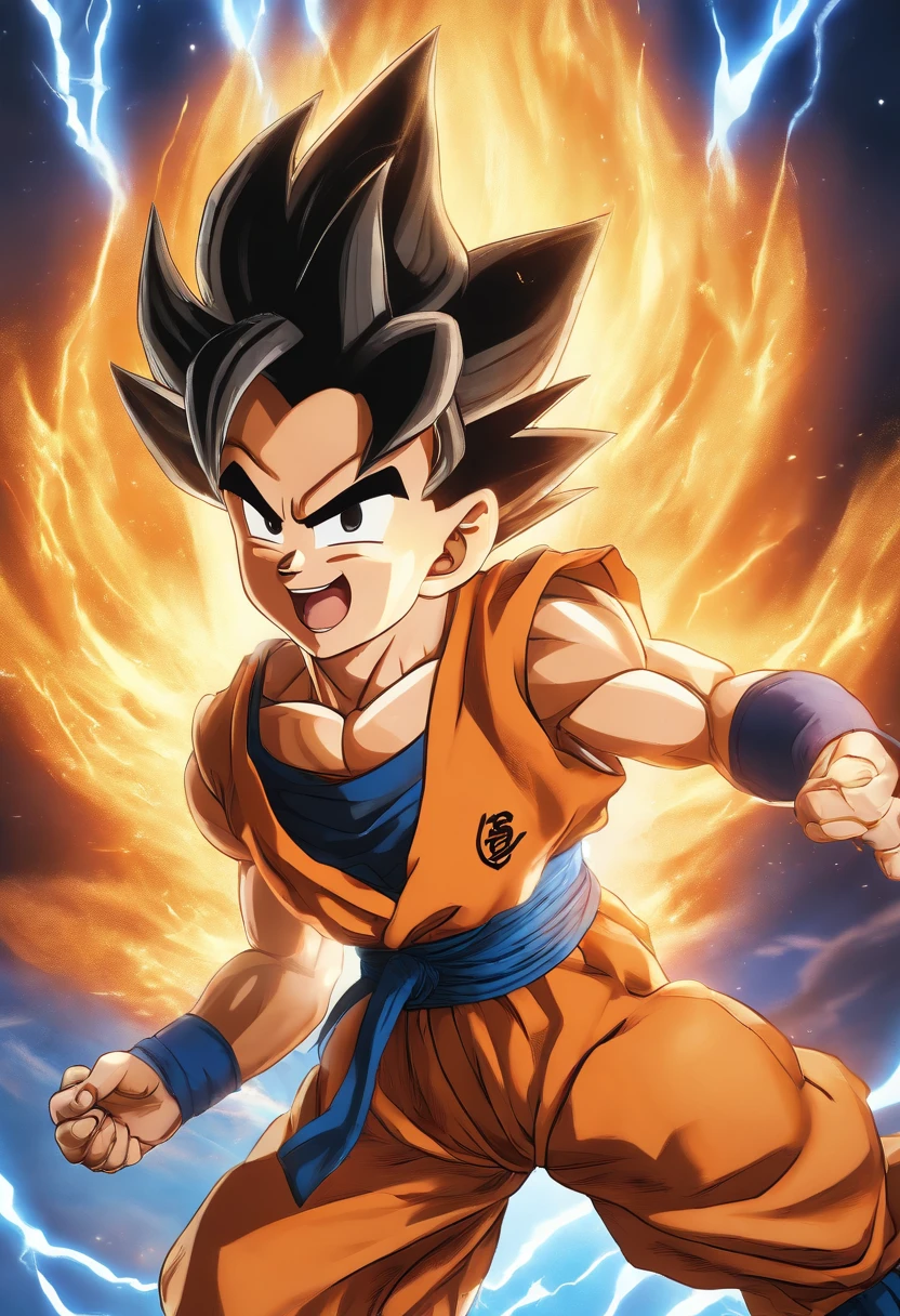 (best quality,4k,8k,highres,masterpiece:1.2),ultra-detailed,(realistic,photorealistic,photo-realistic:1.37),adolescent Goten with detailed eyes and face,Dragon Ball Super style,energetic pose,flying,flaming aura,fiery energy attacks,scenic background with beautiful landscapes,colorful and vibrant,studios lighting,dragon ball inspired,action-packed,comic book style,shiny metallic dragon balls,heroic and determined expression,smooth and vibrant colors.