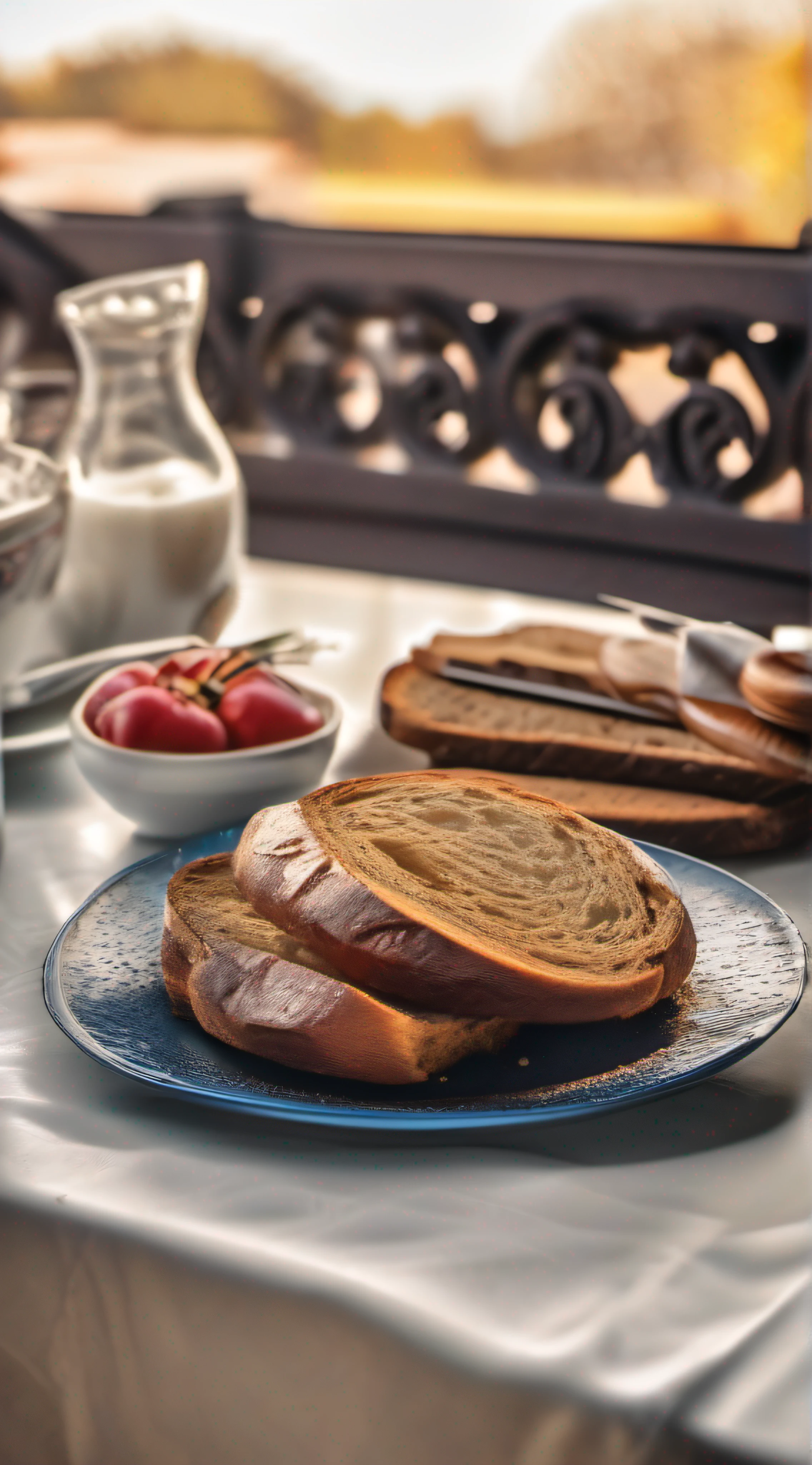 juicy broken bread, Coming out smoke on beautiful ultra detailed breakfast table, Photo Realísitco, foto promocional, hdr, adobe lightroom
