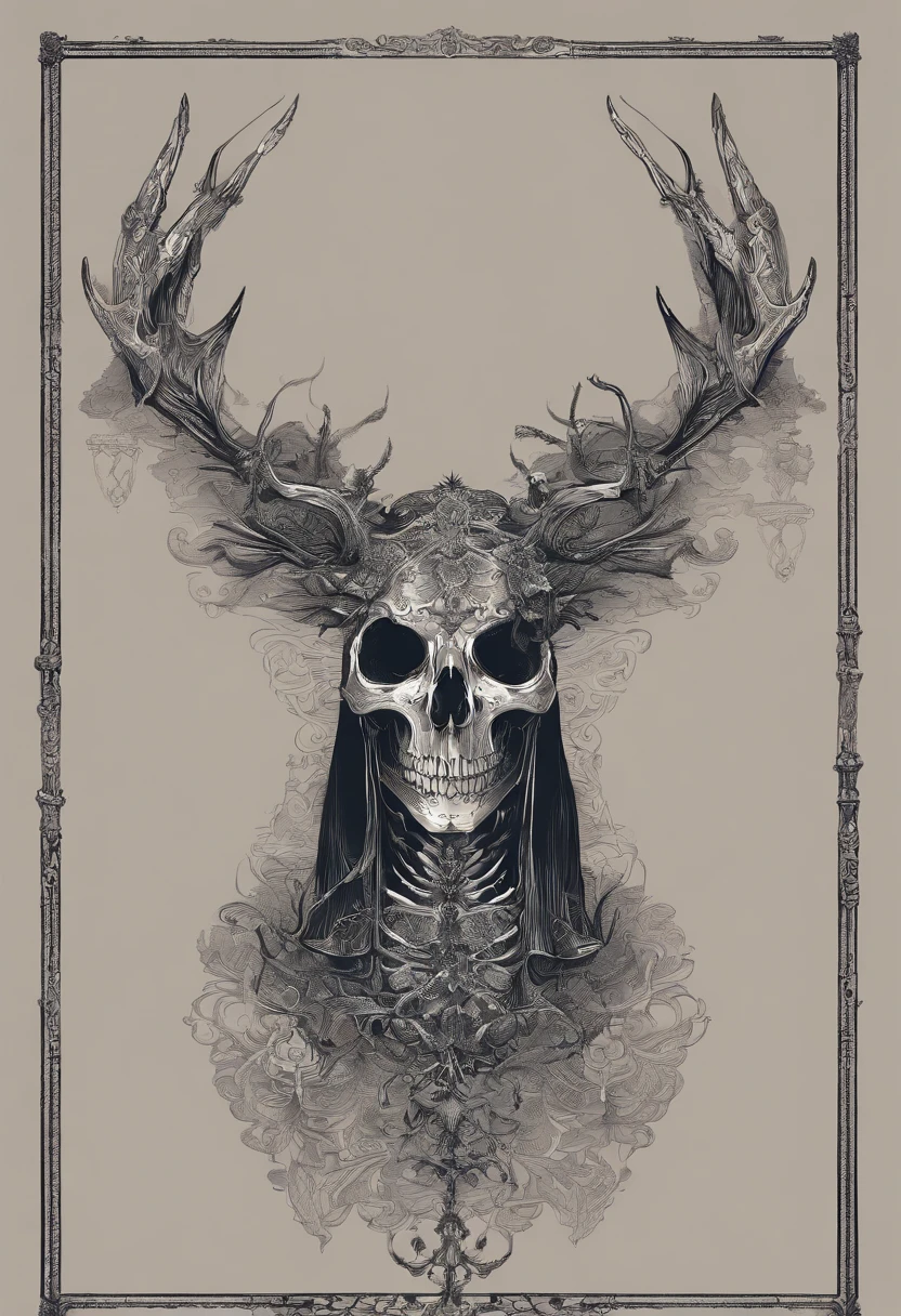 Skeleton Moose fused with a spider, dark souls art style, concept art, boss monster, cool