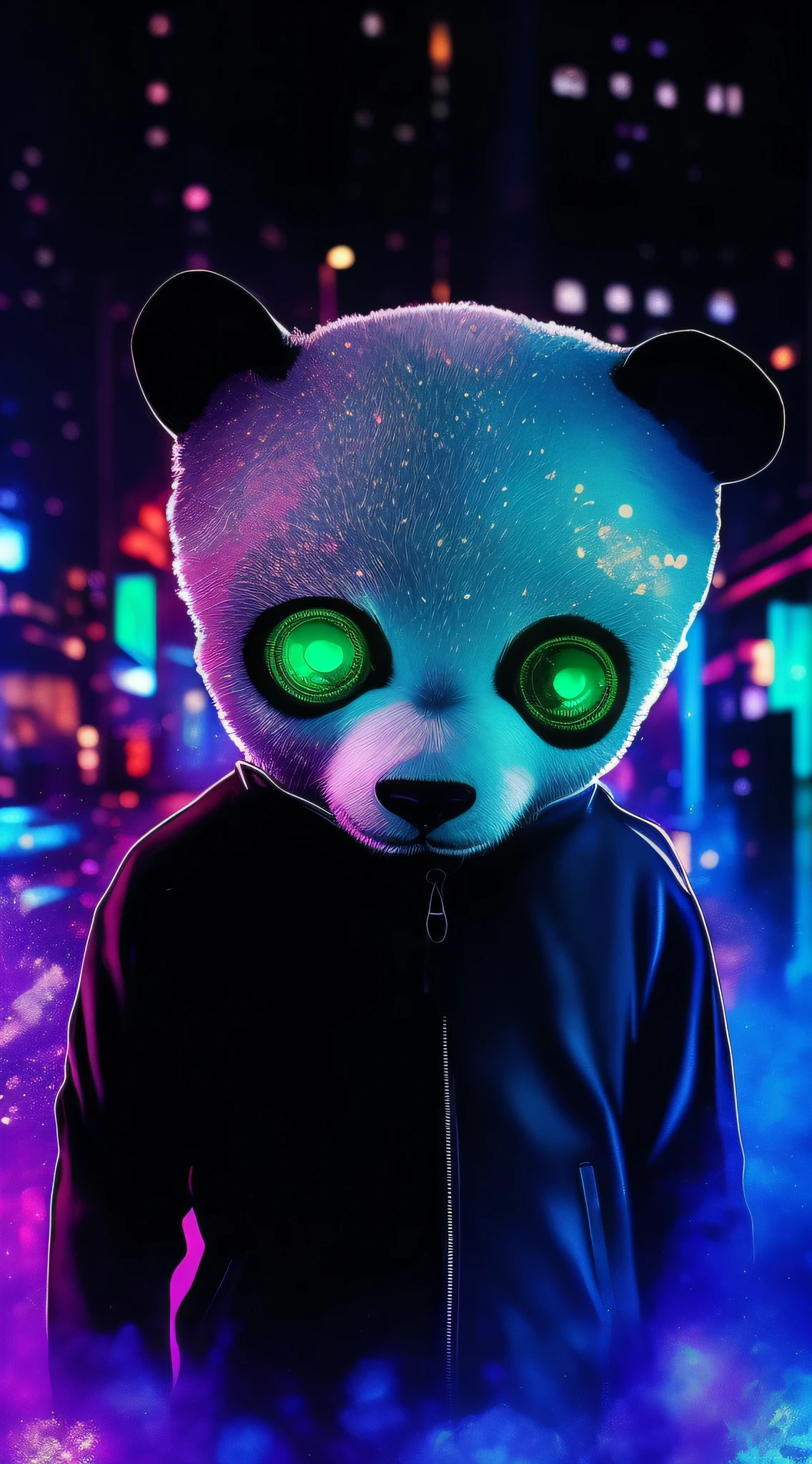 Urso panda arafed com olhos brilhantes e um capuz, papel de parede de alta qualidade, papel de parede hd, Panda Panda Panda, usando streetwear cyberpunk, papel de parede do telefone, HQ 4K papel de parede do telefone, papel de parede do pc, papel de parede do telefone hd, com olhos brilhantes, grandes olhos brilhantes, foto de perfil 1024px, Cyberpunk Streetwear, papel de parede 4k, papel de parede 4K, tem estilo cyberpunk