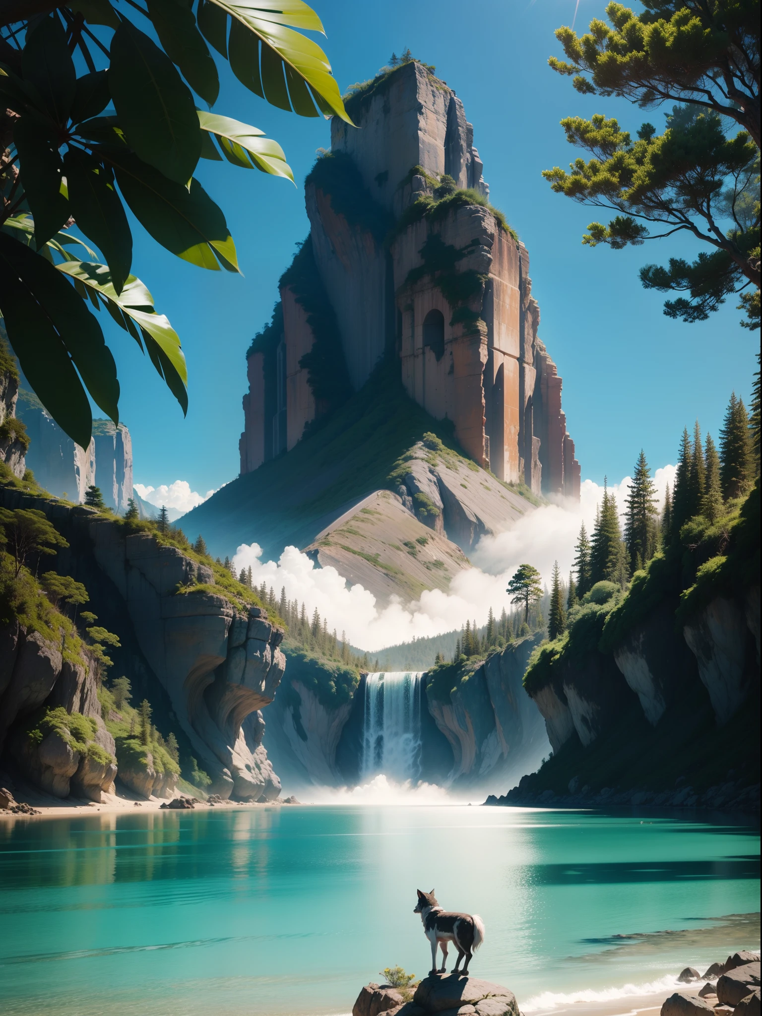 Lobo filhote, 4k, aesthetic, natureza, montanhas no fundo