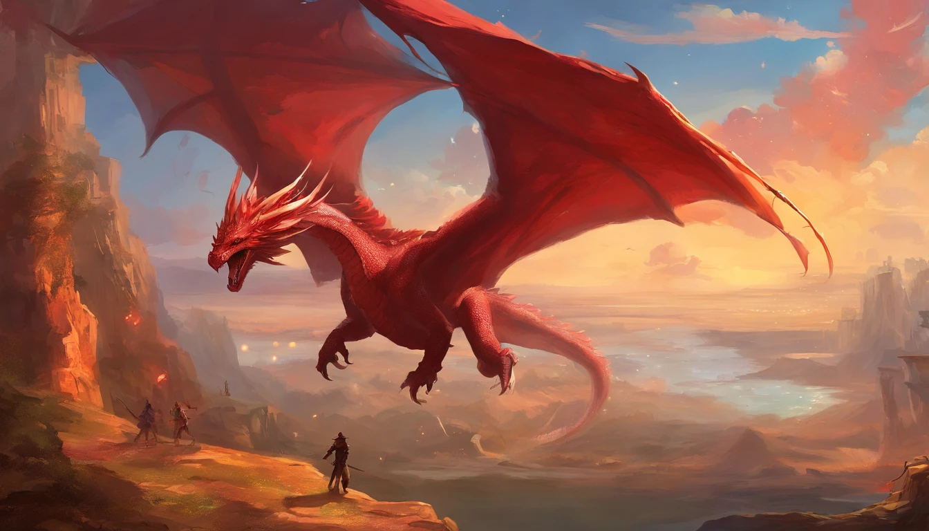 Red dragon painting in the sky, voando sobre um mar revolto, Preparing to attack your Hawk oponete. epic fantasy art, epic fantasy game art, d & D Arte Digital Fantasia, Epic Fantasy Digital Art Style, Dungeons and Dragons Arte de fantasia, d & d fantasy art, epic fantasy painting, d & d fantasia pintura digital, surpreendente d & D arte