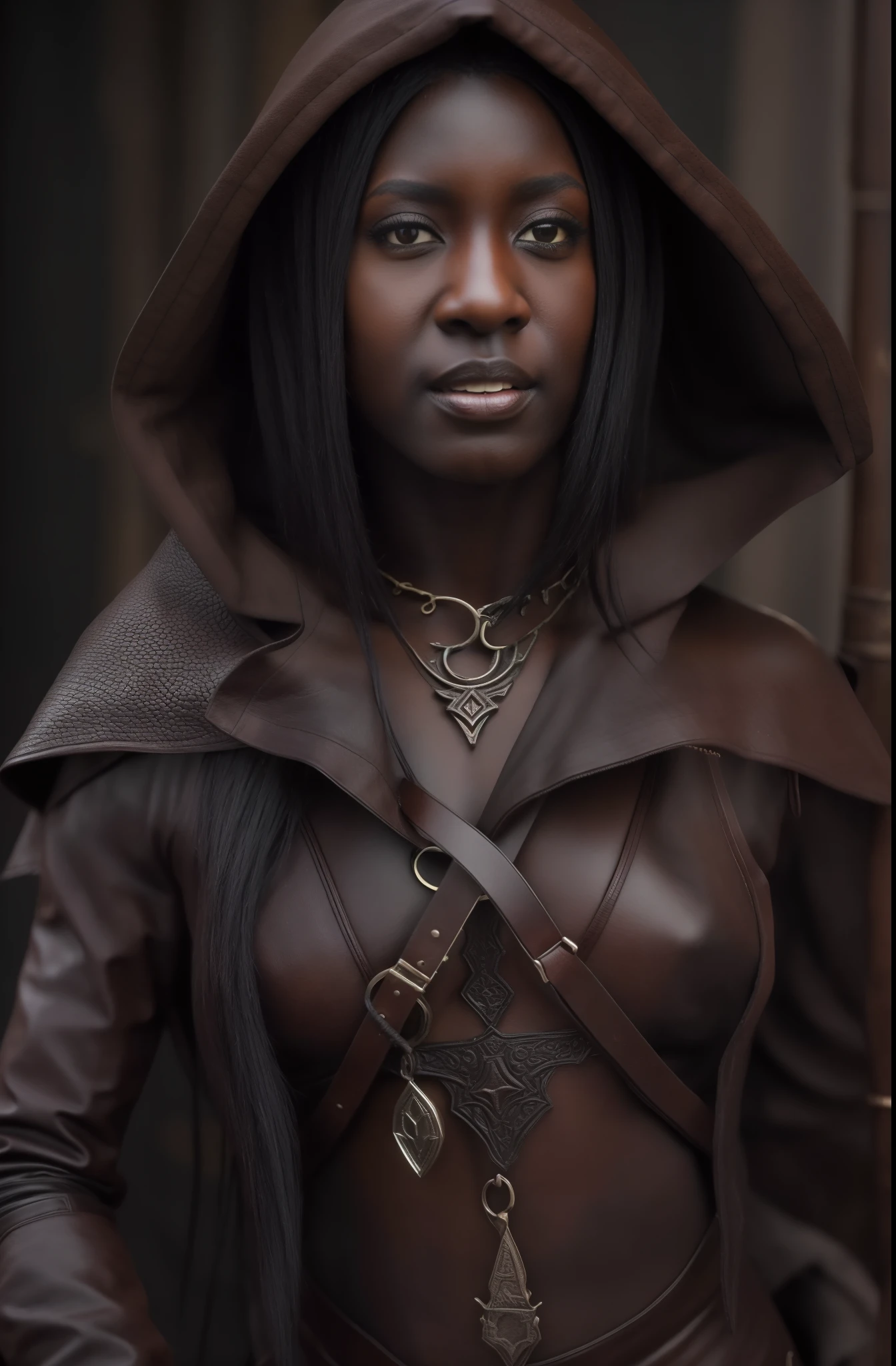 Personagem fantasia, RPG , Latim, Elfa pele negra, utilizando roupa de couro preta, beco escuro, torch lighting, moonlight lighting, detalhes intricicos, epics, Ultra realismo, 4k

(best quality,4k,8k,alto,master part:1.2),ultra-detalhado,(Realistic,fotorrealista,photo-realistic:1.37), beco escuro, Elven black-skinned rogues dressed in leather, detalhes intrincados, torch lighting, moonlight lighting, epics, ultrarrealismo.

fique atento：
- "Personagem fantasia, RPG , Latim, Elfa pele negra" This part describes the subject - a dark-skinned elven thief。
- "utilizando roupa de couro negra" Esta parte descreve o traje do personagem - ele usa roupas de couro de cor negra。
- "beco escuro, torch lighting, moonlight lighting" This section describes the details of the scene - a dark alley，luminado por tochas ,fora。
- "detalhes intricicos" This section describes the details of the image - there are complex textures and patterns in the image。
- "epics, Ultra realismo, 4k" , "(best quality,4k,8k,alto,master part:1.2),ultra-detalhado,(Realistic,fotorrealista,photo-realistic:1.37)" This part describes the quality and style of the image - the image has an epic feel，Super Real，Resolution is 4K，With a very high level of detail。

The generated prompt is as follows:::：
"ultra-detalhado,beco escuro,Elven black-skinned rogues dressed in leather,detalhes intrincados,torch lighting,moonlight lighting,epics,ultrarrealismo,(best quality,4k,8k,alto,master part:1.2),(Realistic,fotorrealista,photo-realistic:1.37)"