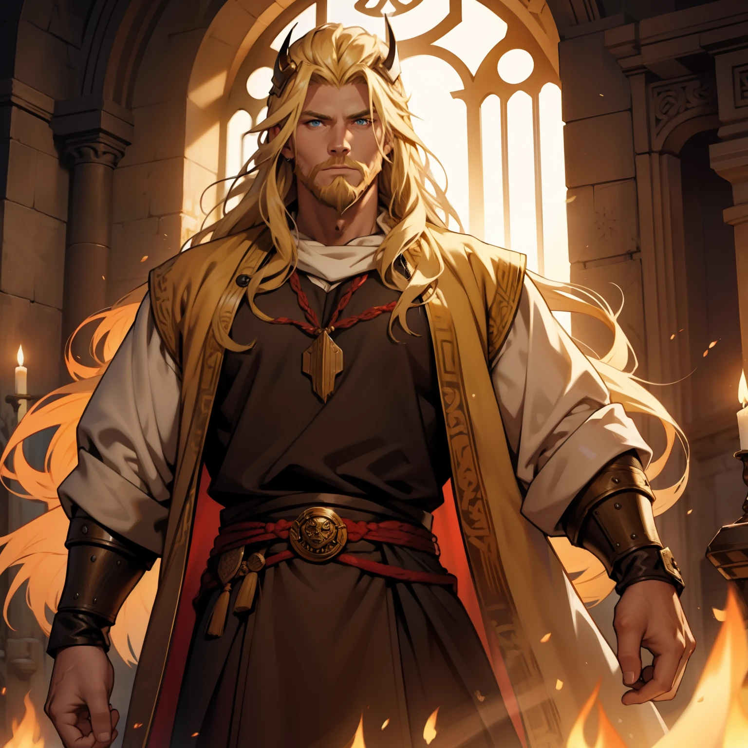 Viking King. Beautiful Blonde Long Hair