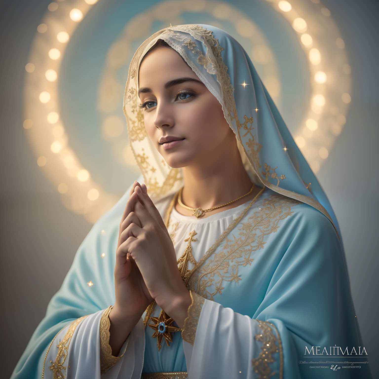 (((Blessed Virgin Mary of Mount Carmel))) Obra maestra, (La mejor calidad: 1.2), (super fine: 1.2), illustration, (extremadamente delicado y hermoso: 1.2), movie angle, flotante, (Hermoso ojo de detalle: 1.1), (detalle luz: 1.1), Movie Lights, Cielo delicado, ojos azules, (Cola de caballo alta: 1.1), capa, ojuelos, cielo estrellado, (light particles: 1.1) dibujo, flor. (Obra maestra), (La mejor calidad), (fotorrealista:1.3), 8k, Textura detallada de la piel, Textura detallada de la tela, Hermosa cara detallada, Detalles intrincados, Ultra detallado (cuerpo de cuerpo entero:1.2)