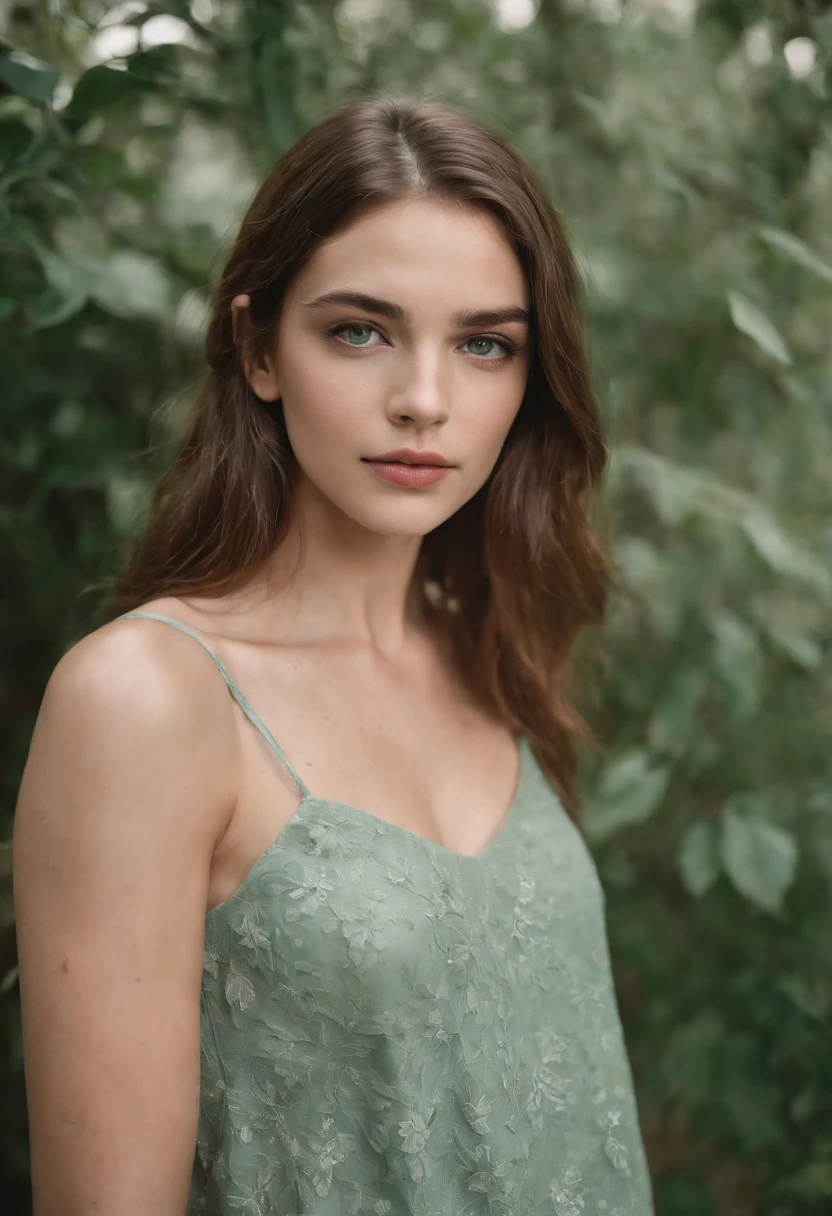 Uma mulher em torno de 19 anos, cabelos grisalhos naturais, Unique green eyes, Desgaste Cole, slender and graceful, Beautiful, de roupas fashion andando nas ruas de Miami