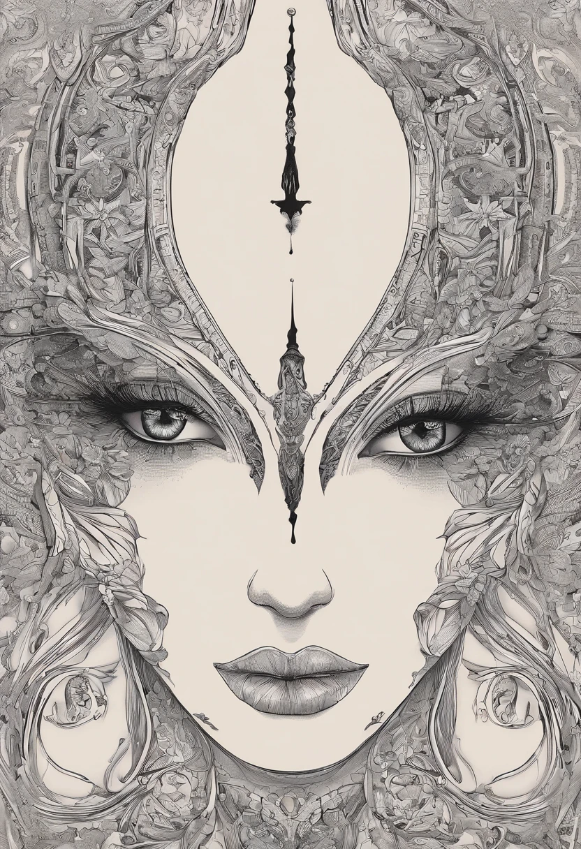 (best qualtiy,ultra - detailed,Most Best Illustration,Best shadow,tmasterpiece,A high resolution,professionalartwork,famousartwork),Detailed eyes,beautidful eyes,closeup cleavage,up body, sci-fy,colored sclera,Robot eyes,face markings,Tattooed with,(fractalized,Fractal eyes),largeeyes,Wide eyes,(Eye focus),sface focus,Cosmic eyes,Space eyes,Close-up of metal sculpture of a woman with a nebula in her hair,goddes。extremly high detail,3 d goddess portrait,Extremely detailed footage of the goddess,a stunning portrait of a goddess,Side image of the goddess,portrait of a beautiful goddess,Full body close-up portrait of the goddess,hecate goddess,portrait of a norse nebula goddess,goddess of space and time, center potrait, soft lighting, solid background