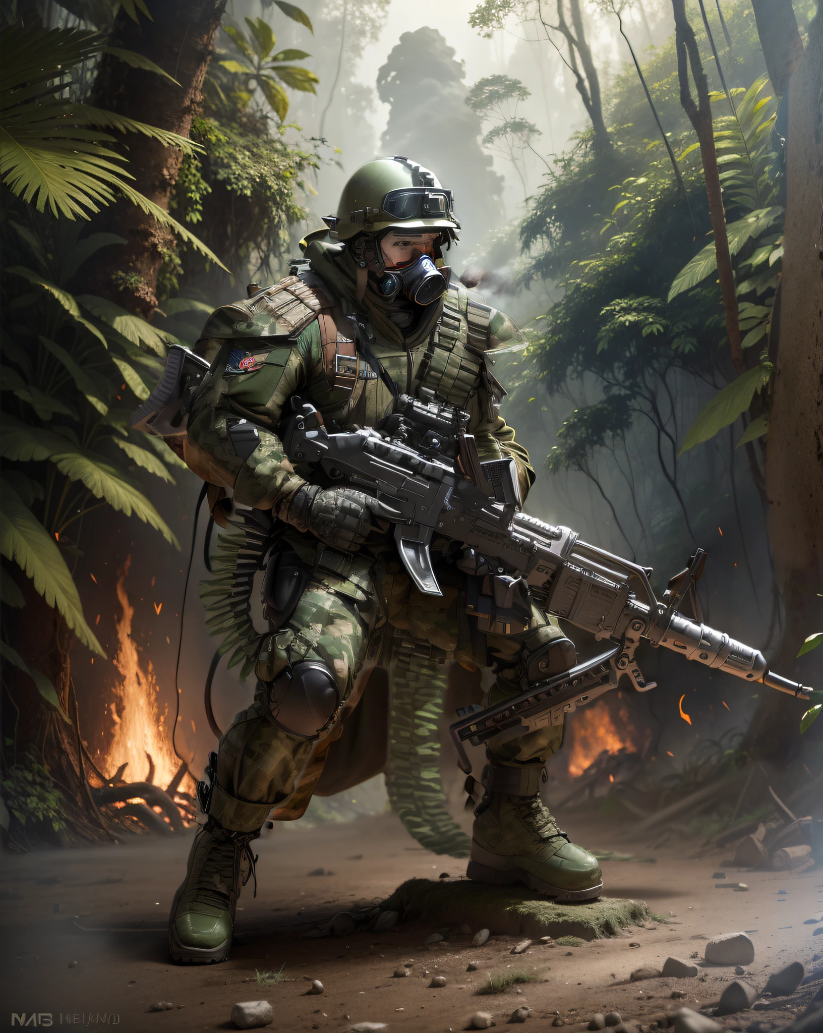 jungle, fire, smoke