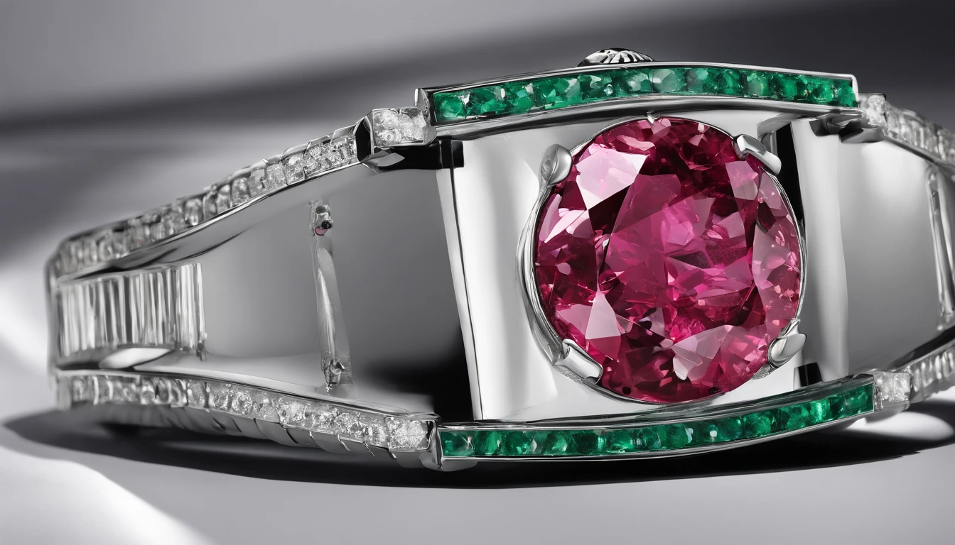 uma faca de esmeraldas, rubis, cristais e diamantes