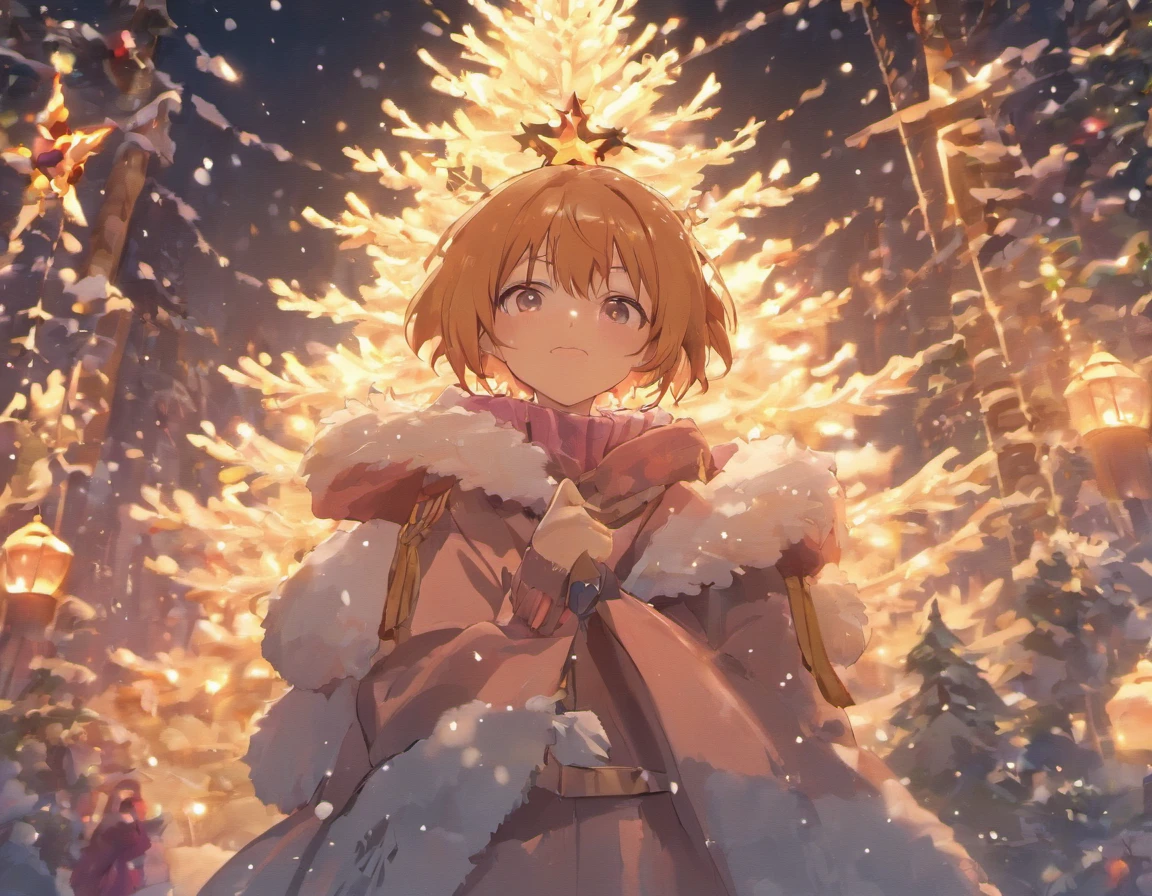 christmas tree imitation and snow imitation in a carton box