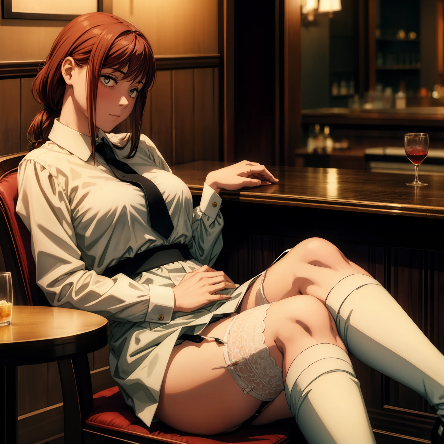 lonely, wearing a garter and bar