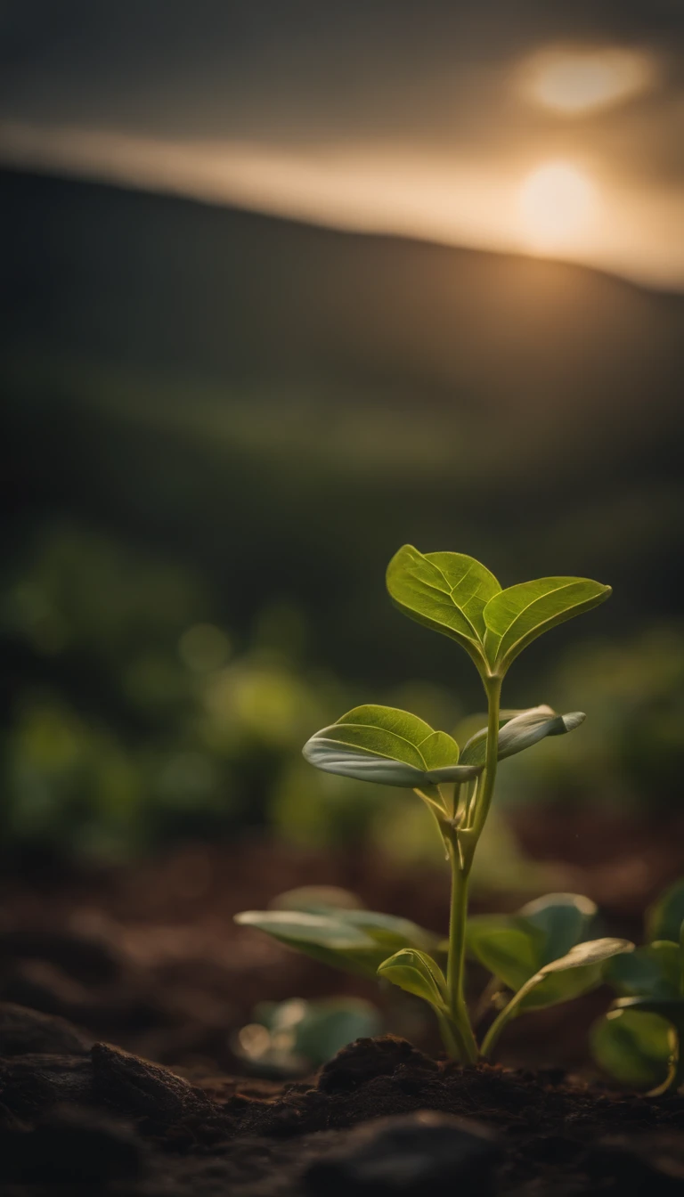 uma planta pequena que cresce no meio de espinhos e pedras