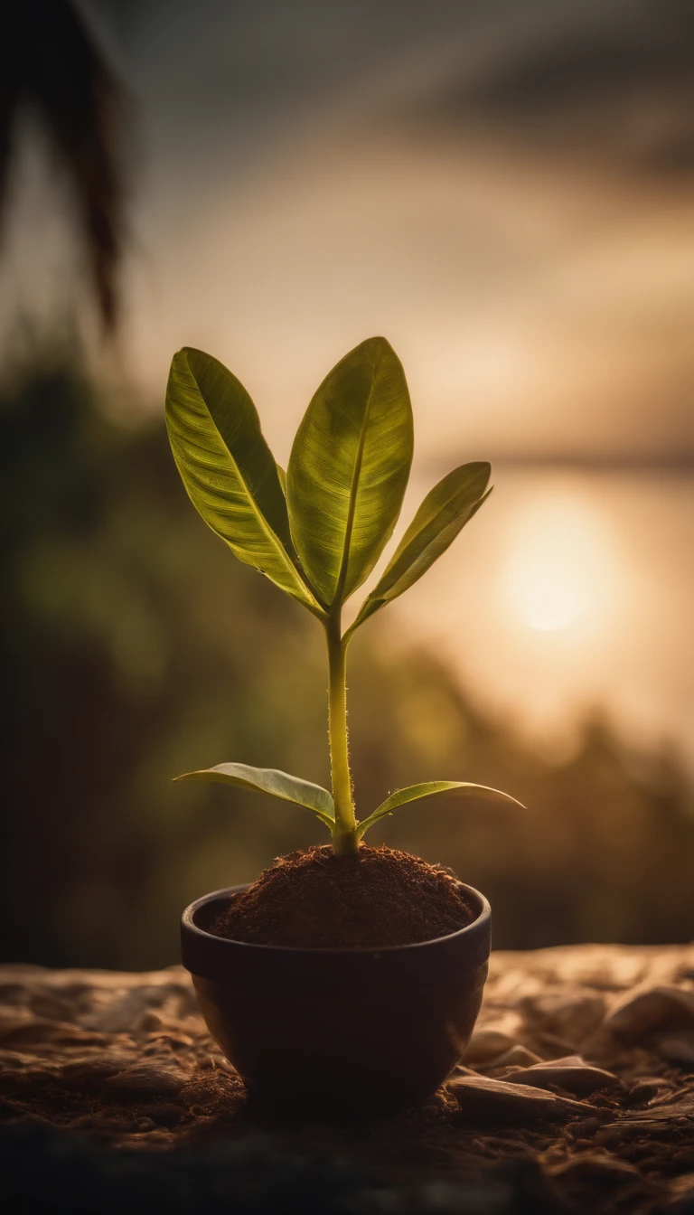 uma planta pequena entre galhos secos