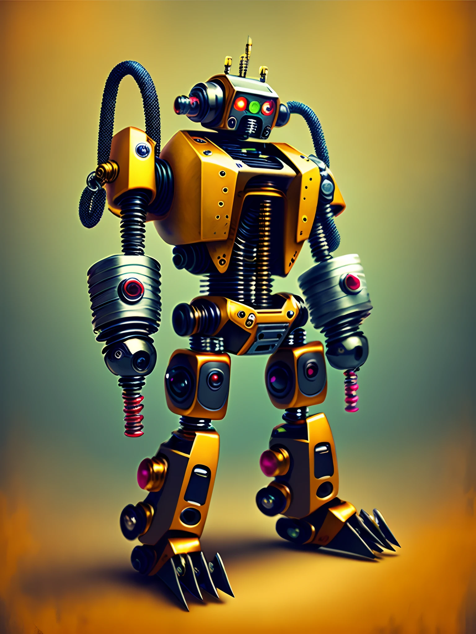 Robot with triple nunchaku
