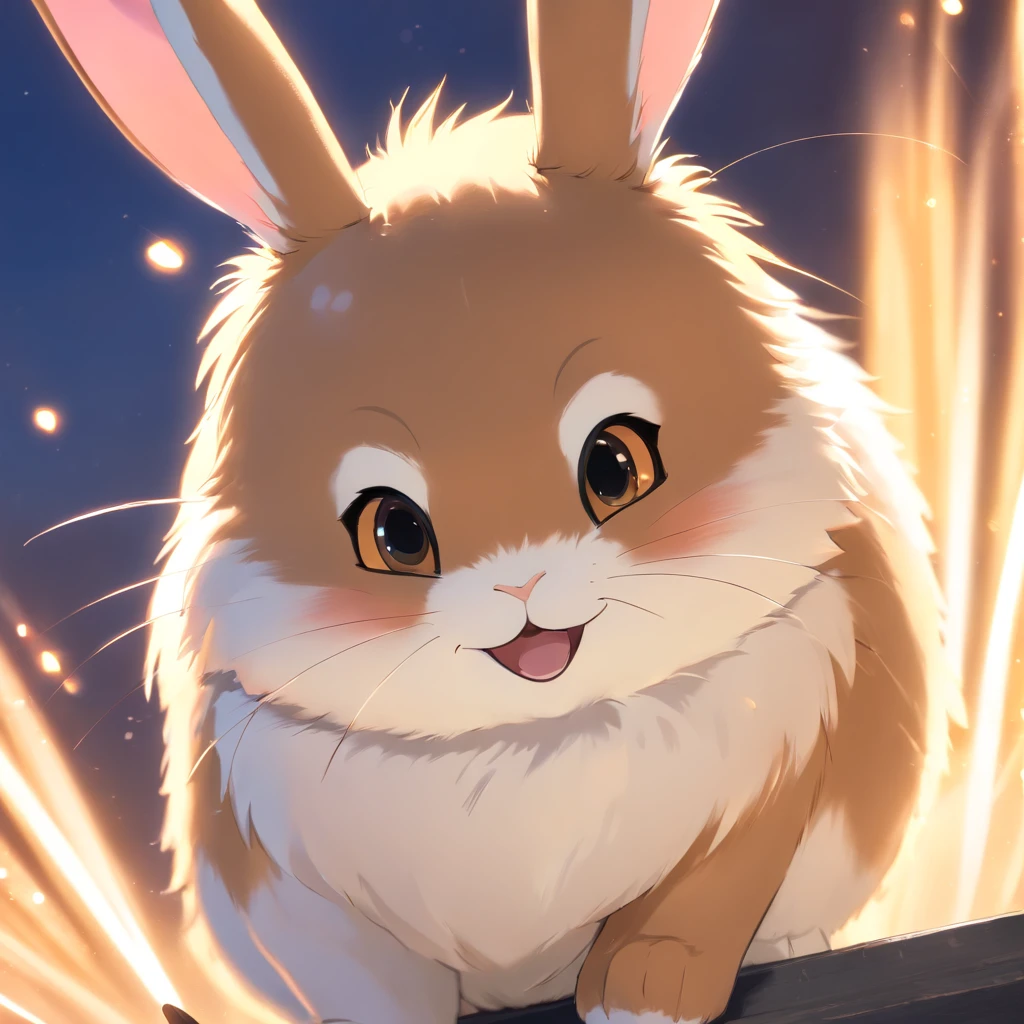 Adorable bunny in Pixar movie style, cinematic lighthing, Depth detection, hiper detalhada, qualidade 8k. depth of fields,perfect lighting,light particles,(best quality),(masterpiece),(Ultra - Detailed),sharp focus,light particles,Niji,bunny,male,god eyes,brown_eye,Looking_in_viewer,smile,so little,furry, bicho_orelha_fluff,tail,(rabbit, furry, anthropomorphic), Male, Best quality, human-like body figure), professional art, CGsociety - W 1 0 2 4 - N 8 -