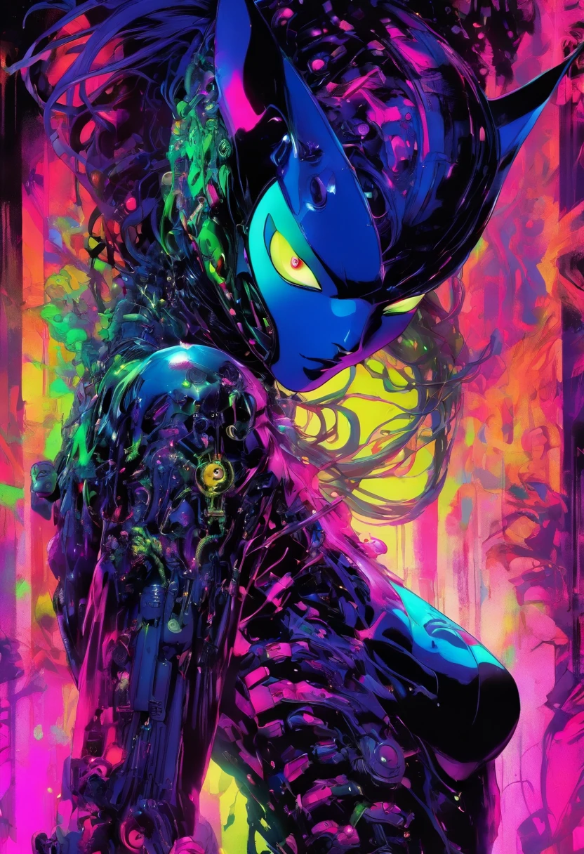 Hipernúcleo, Terrorwave, lucid, Al estilo de Nick Knight y Chris Cunningham, Catwoman organic alien exoskeleton, Biomechanical cybernetics, Deconstruction with psychedelic acid dissolving, 35mm photograph, Leica, Dmt, chemigram Sin argumentos