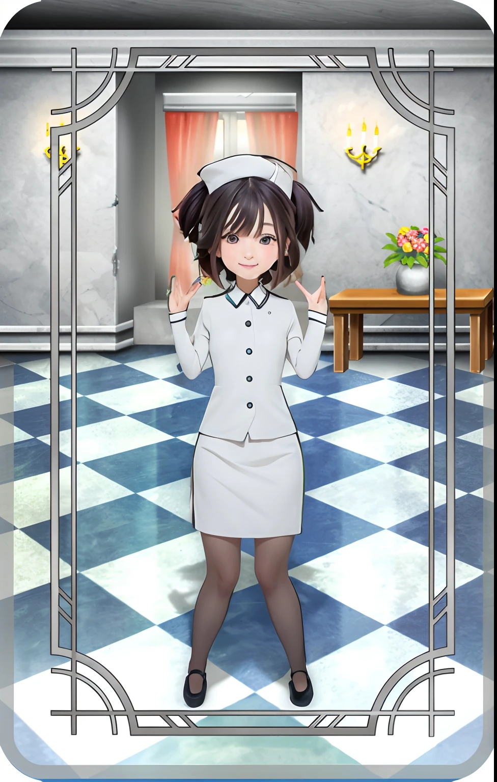 Anime character in a white uniform standing in a room, Fubuki, reisen udongein inaba, tou, Iwakura Lain, anime moe artstyle, Menina anime em um traje de empregada, Rei Hiroe, Misato Katsuragi, inspirado em Un'ichi Hiratsuka, roupa de empregada, Yata Hana