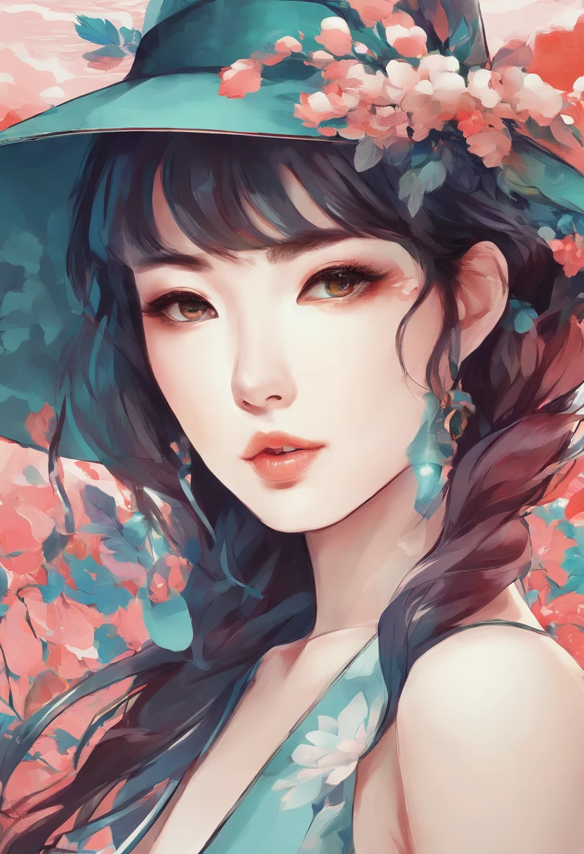 Close-up of a woman in a hat and dress, Digital illustration style, Digital Illustration Portrait, Trends in Artstration, in the art style of bowater, detailed portrait of anime girl, digital anime illustration, Painted in the style of Artgerm, Portrait of Martin Ansin, Detailed pictorial portrait, Digital Illustration -, artgerm. High Detail