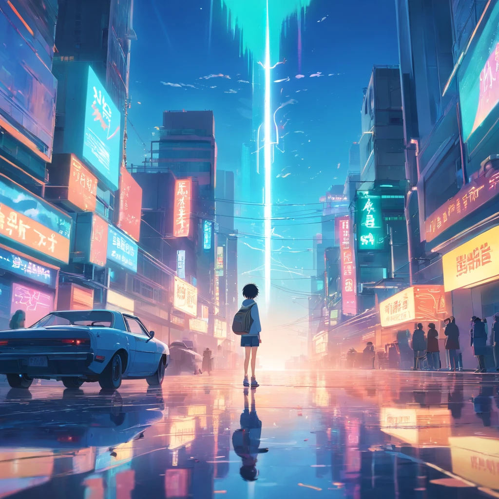tmasterpiece, best qualityer, cinematic Film still from, 1boy, Futuristic Senario, cyber punk perssonage, retrowave, The landscape, jpn