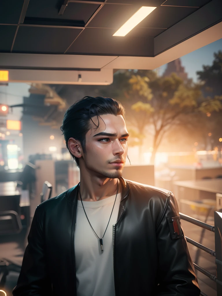 Change background cyber handsome boy, realistic face,8k ultra realistic,