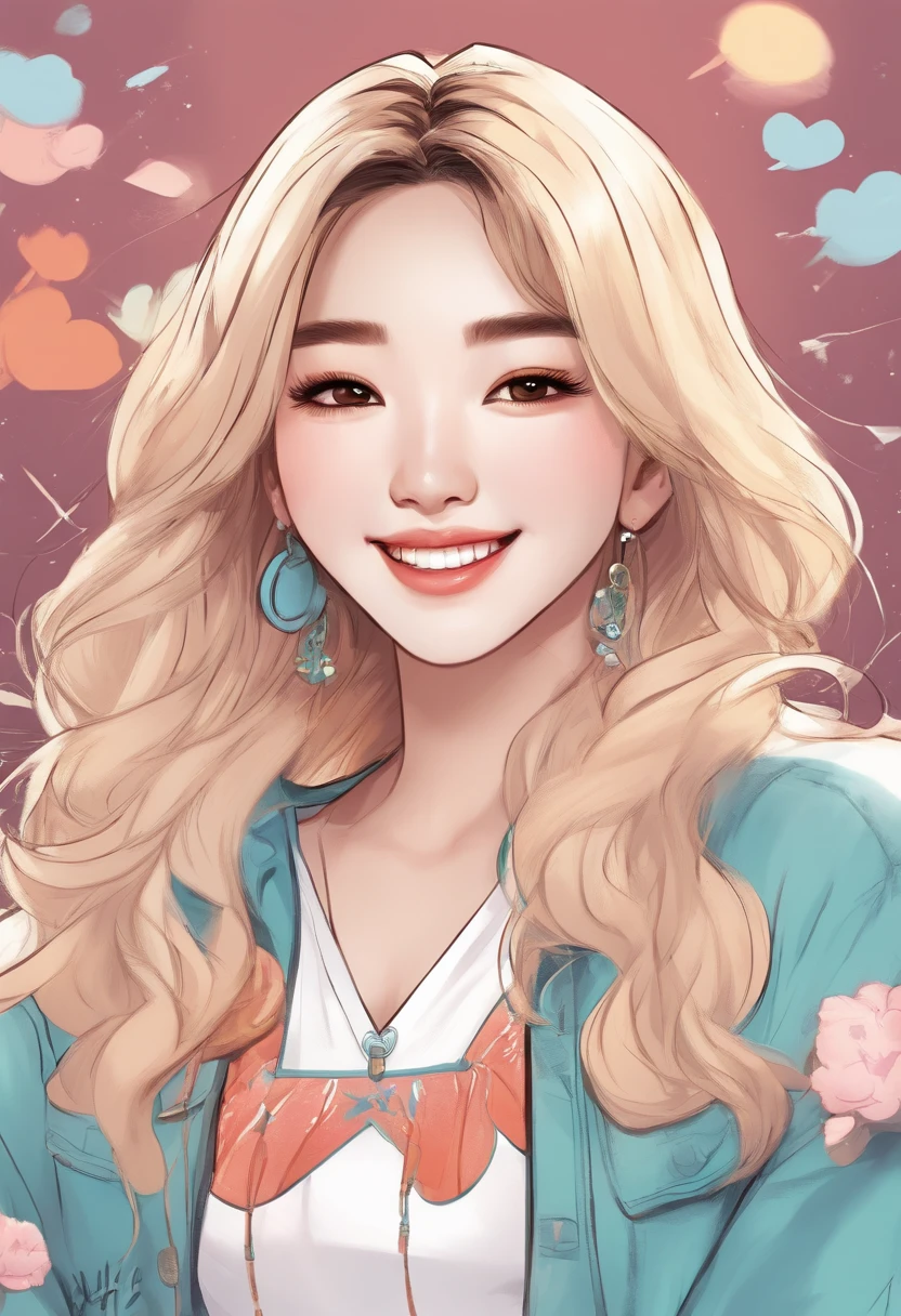 Super pretty 20 year old Korean girl,happy face,entire body, Cartoon style illustration, Cartoon Art Style, Digital illustration , Highly detailed character design, cute detailed digital art, beautiful digital illustration, high quality portrait, Comic art, Asia, Character Design Portrait, ((White background))