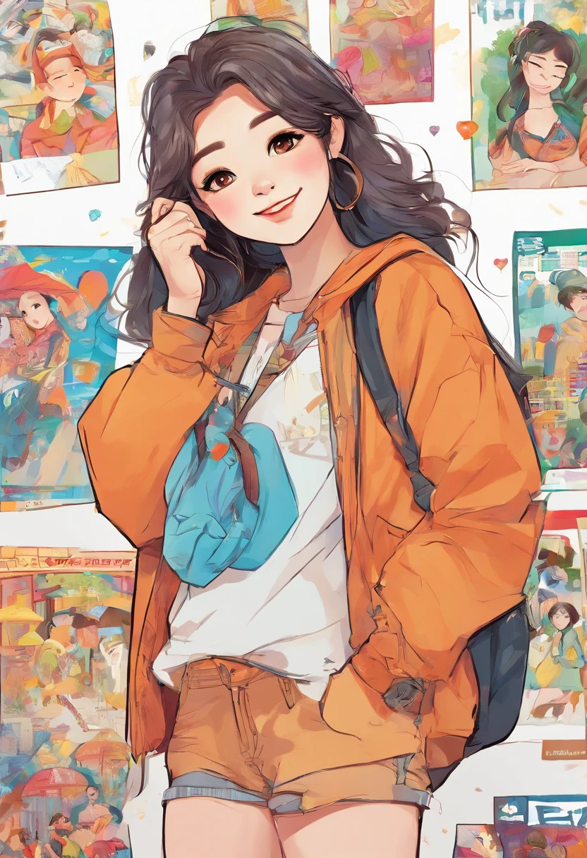 Super pretty 20 year old Korean girl,happy face,entire body, Cartoon style illustration, Cartoon Art Style, Digital illustration , Highly detailed character design, cute detailed digital art, beautiful digital illustration, high quality portrait, Comic art, Asia, Character Design Portrait, ((White background))