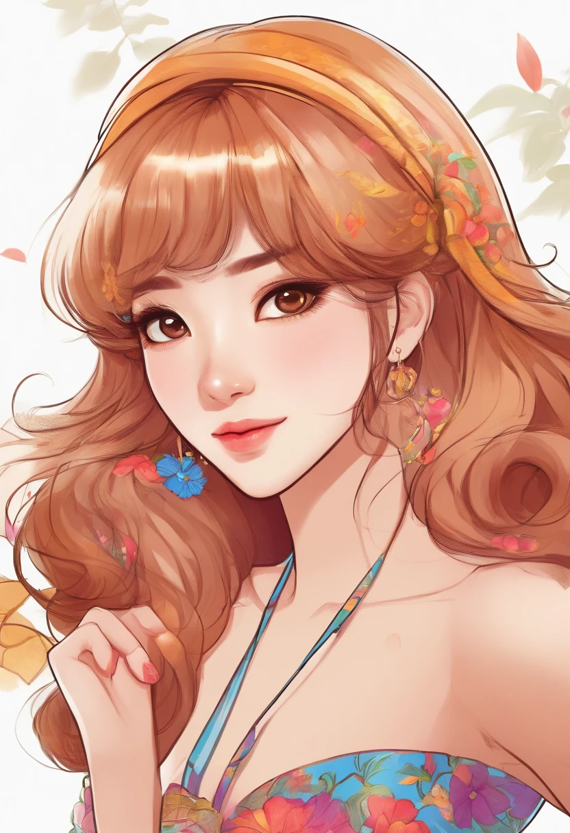 Super pretty 20 year old Korean girl,happy face,Posing in a lovely dress,entire body, Cartoon style illustration, Cartoon Art Style, digital illustration , Highly detailed character design, cute detailed digital art, beautiful digital illustration, high quality portrait, Comic art, Asia, Character Design Portrait, ((Remove Background))