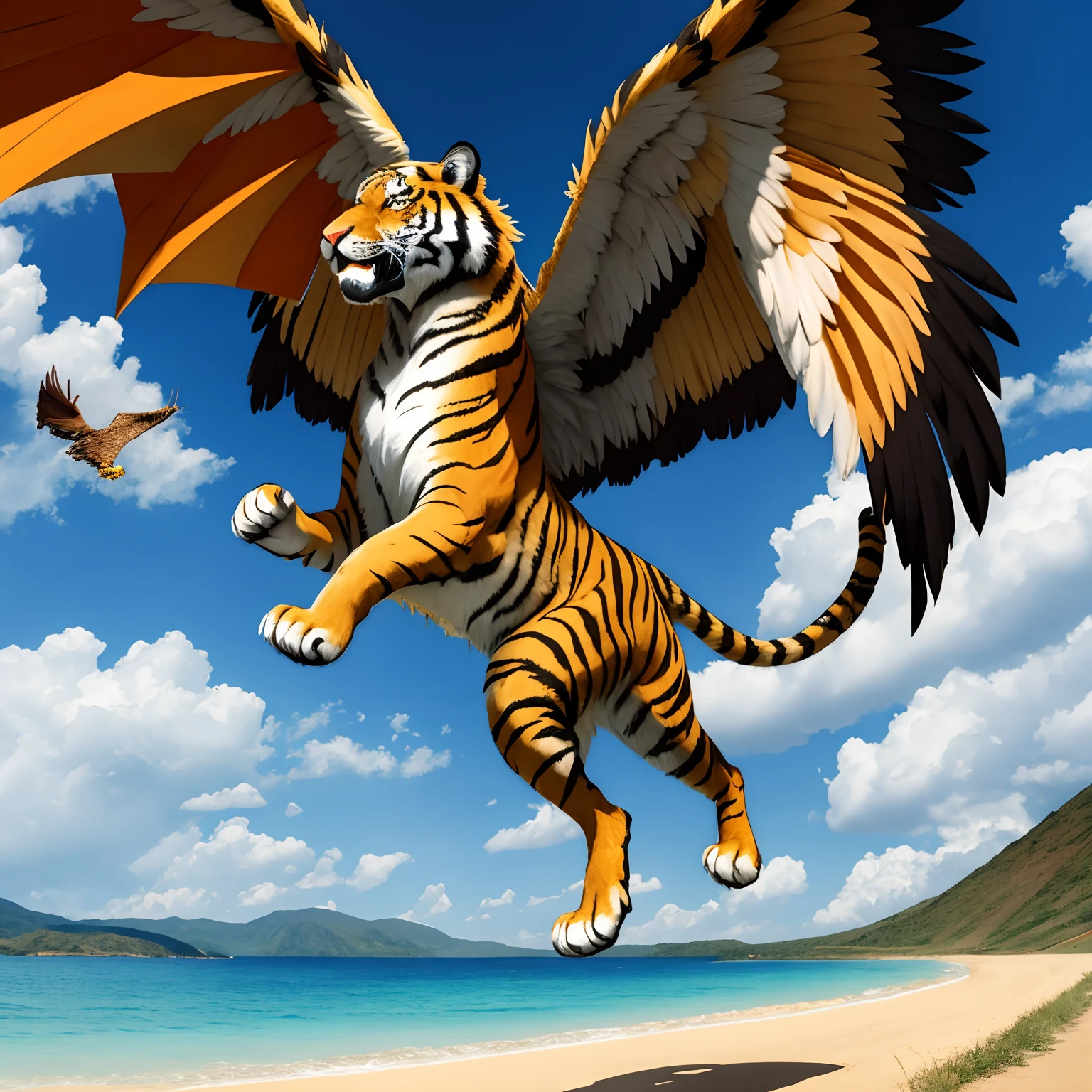 tiger mixes with eagle and dragon with 9 wings --auto