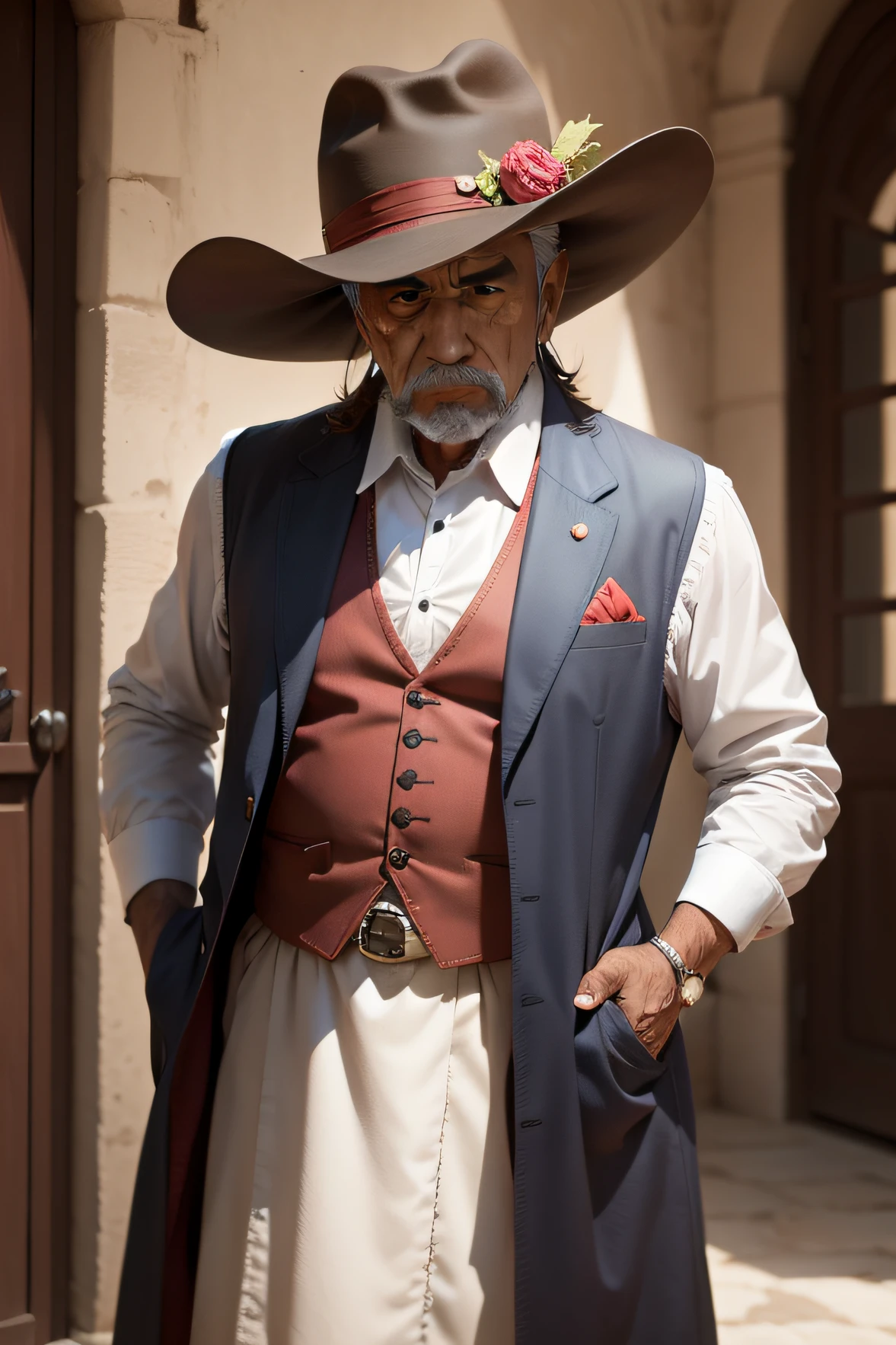 hombre viejo con sombrero grande