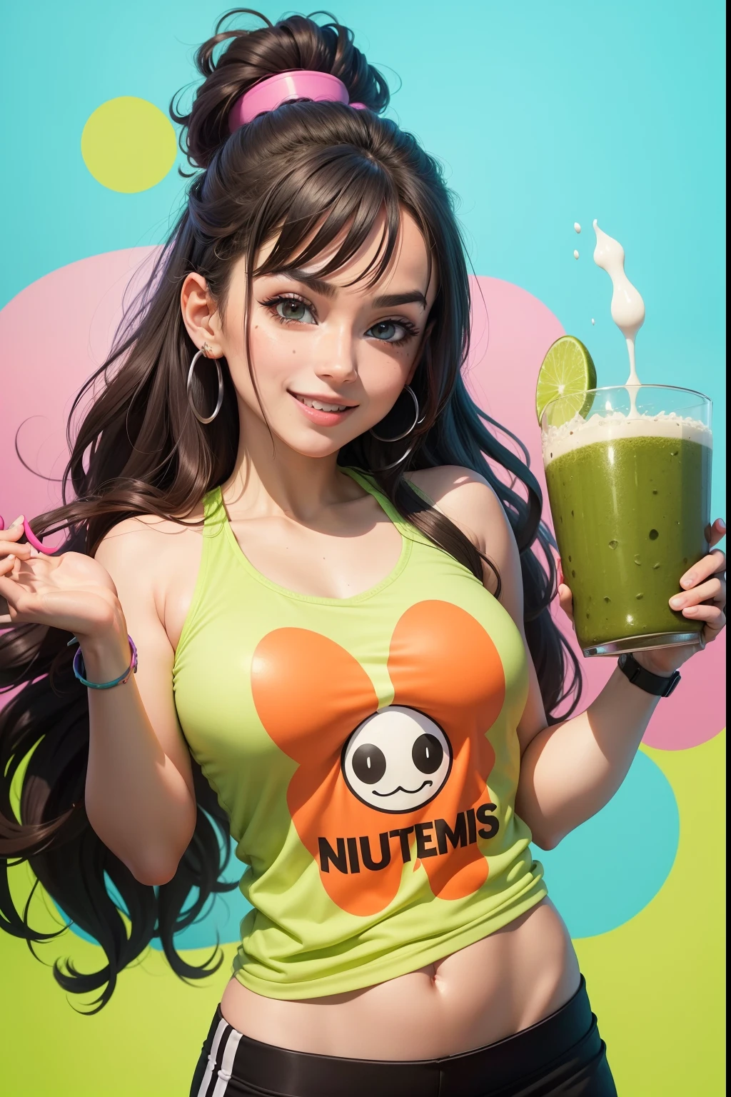 /"Create a playful and eye-catching logo for my TikTok channel, 'NutriNomNoms.' The channel focuses on health and fitness, featuring images of nutritious food and delicious recipes. I want the logo to capture the fun and excitement of exploring healthy eating while maintaining a sense of freshness and vitality.