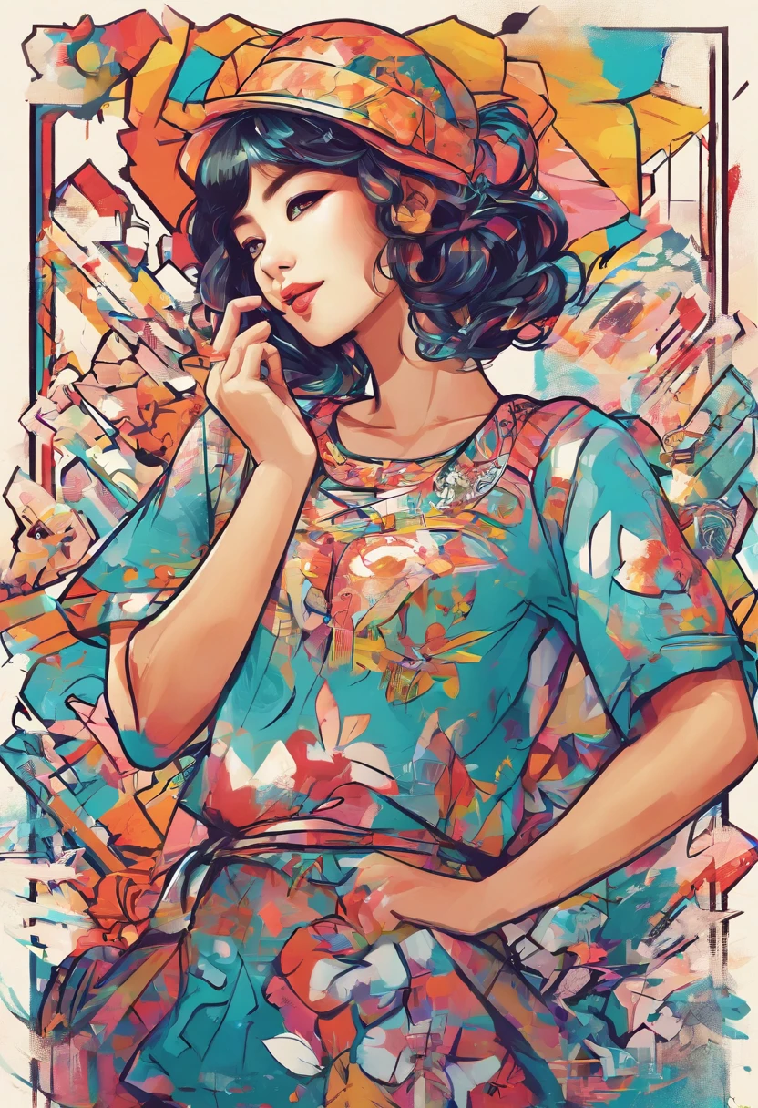 Super pretty 20 year old Korean girl,happy face,Posing in a lovely dress,entire body, Cartoon style illustration, Cartoon Art Style, digital illustration , Highly detailed character design, cute detailed digital art, beautiful digital illustration, high quality portrait, Comic art, Asia, Character Design Portrait, ((Remove Background))