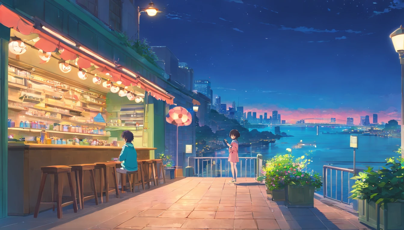 a boy fucking a girl from behind in a wooden water pool on the roof of a building over a village on the horizon, luxury image, making love on top of the serene village, naked, bare pussy, sexual expression, starry sky, dark night, focus on girls, night scene, only moon lights, candles, romantic