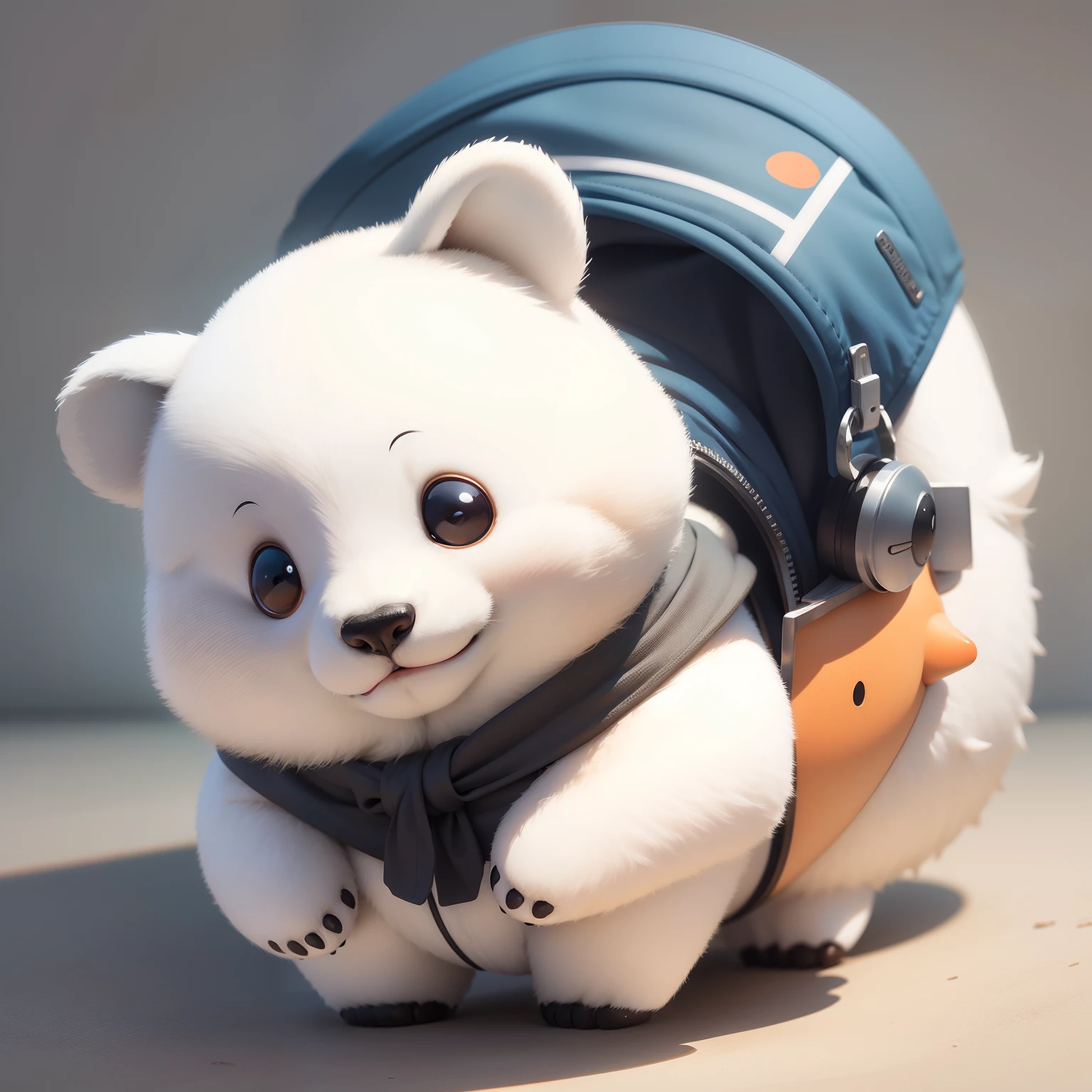white bear、Round character design、illustratio、friendly、adorable eyes